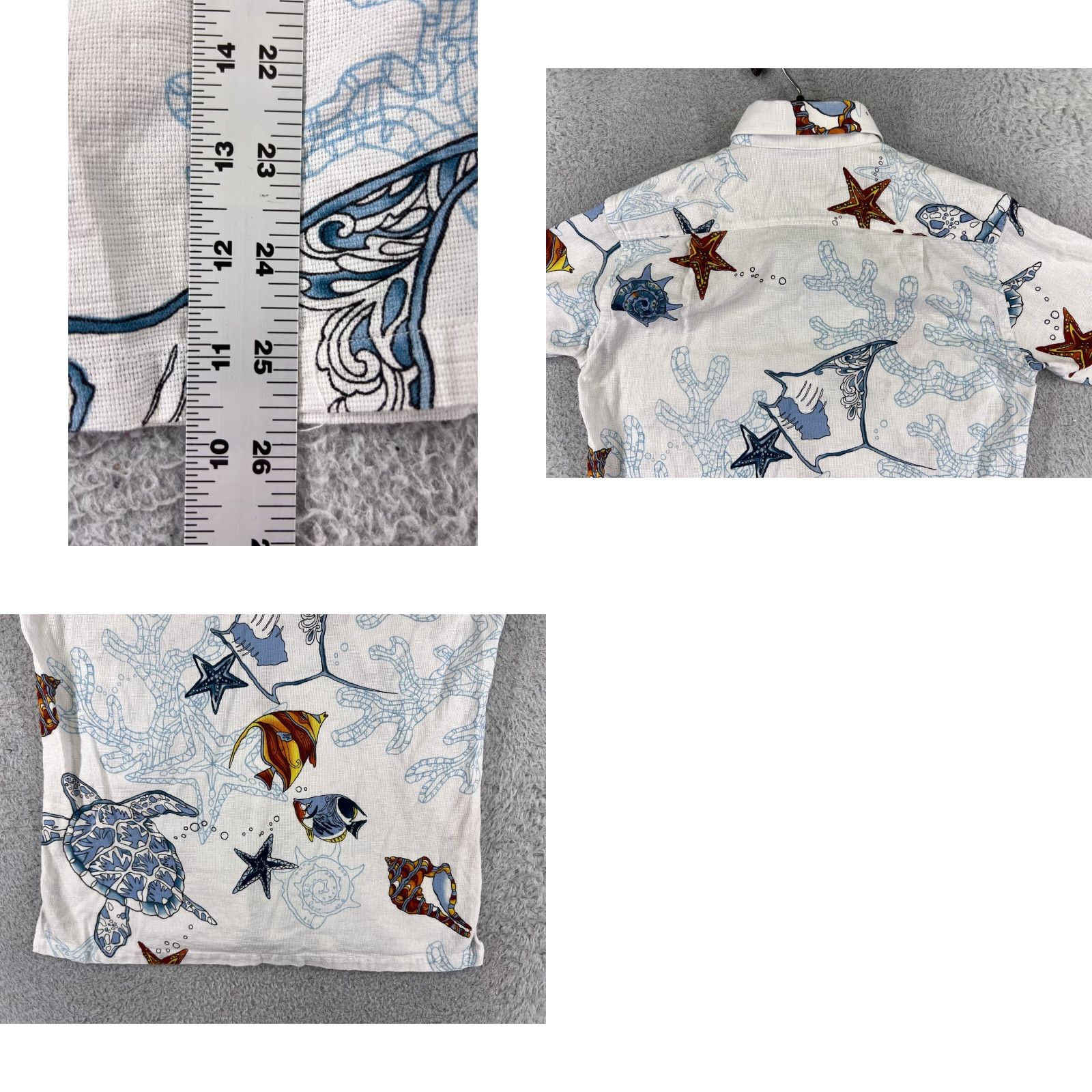 Vintage Majun Shirt Mens Medium White Blue Tropical Fish Sea Turtle Button Up Japan Size US M / EU 48-50 / 2 - 9 Thumbnail
