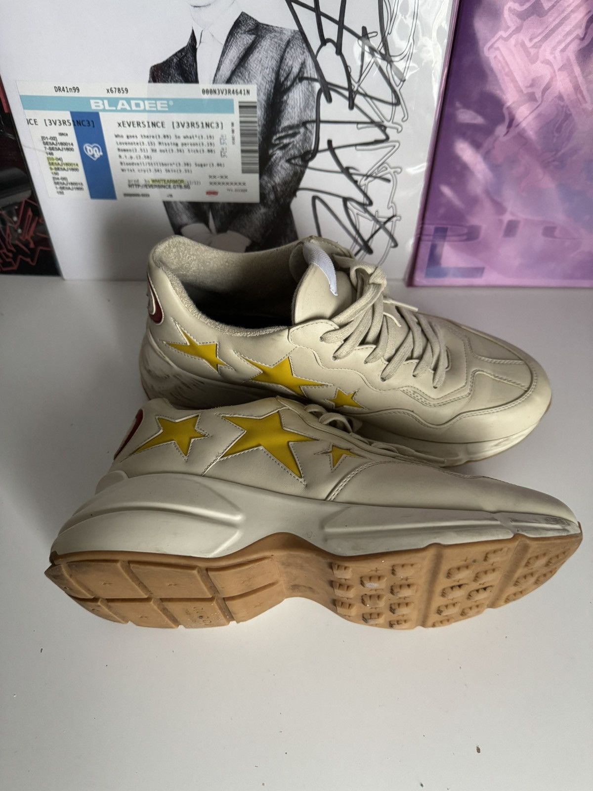 Gucci Gucci Rhyton Star Leather Sneakers Cream Yellow Luxury Size US 8.5 / EU 41-42 - 6 Thumbnail