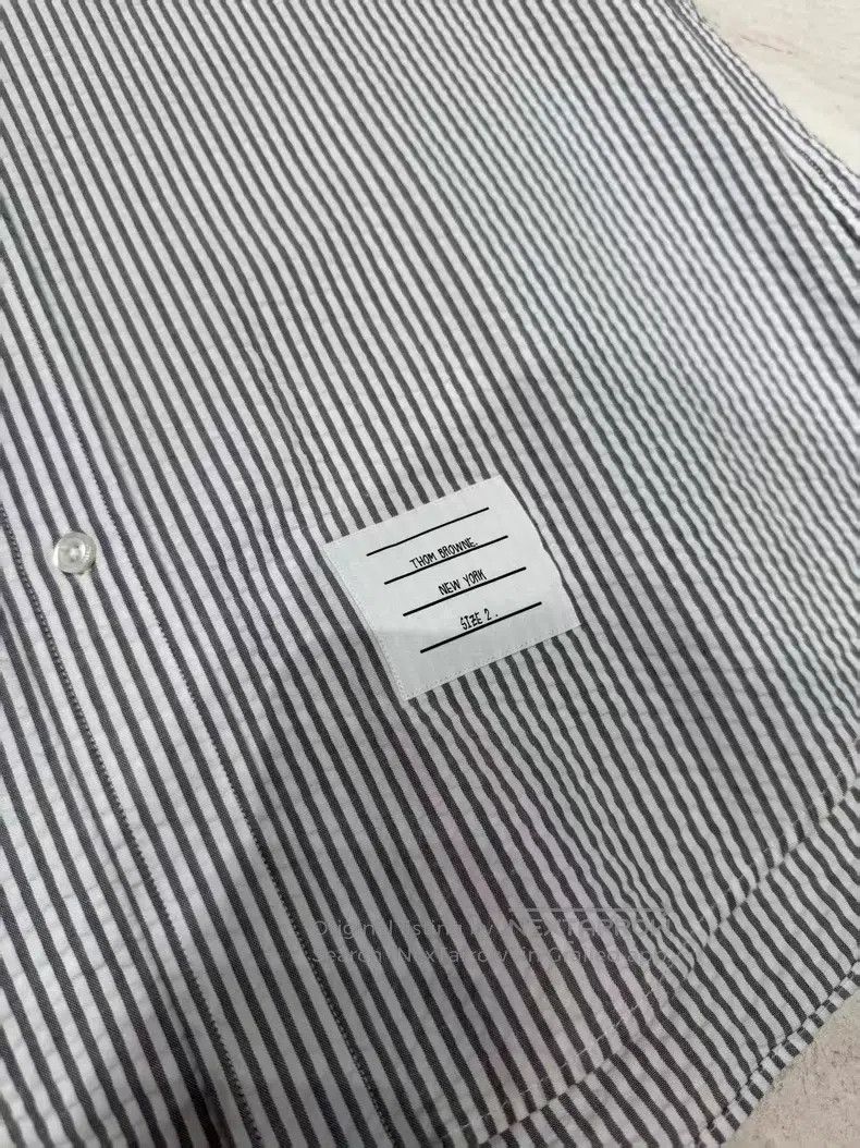 Thom Browne Thom Browne Short-sleeve shirt with grey and white fine st Size US M / EU 48-50 / 2 - 6 Thumbnail