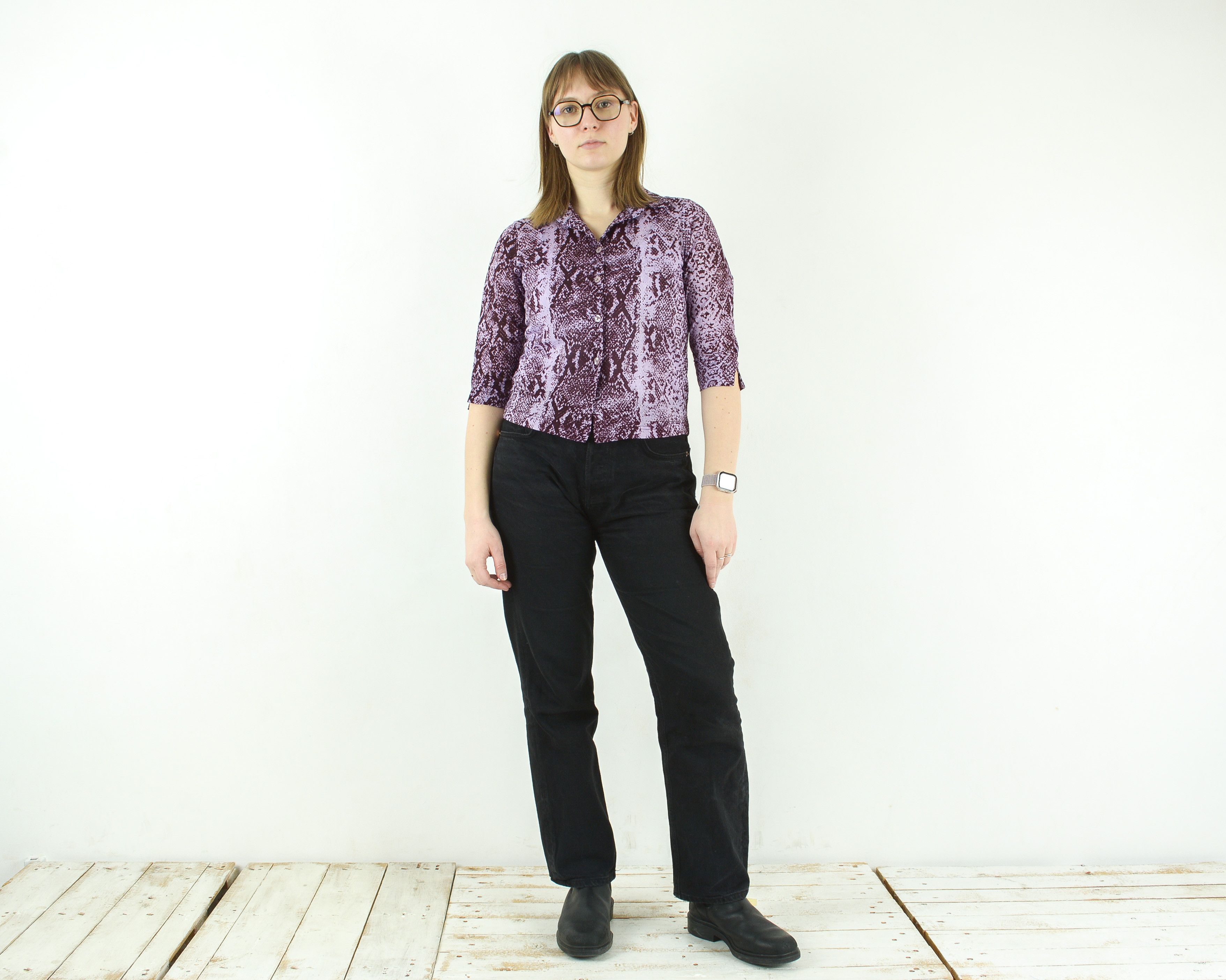 Other × Vintage Angels Patterned Blouse Collared Boho Shirt Button Up Top Size S / US 4 / IT 40 - 1 Thumbnail