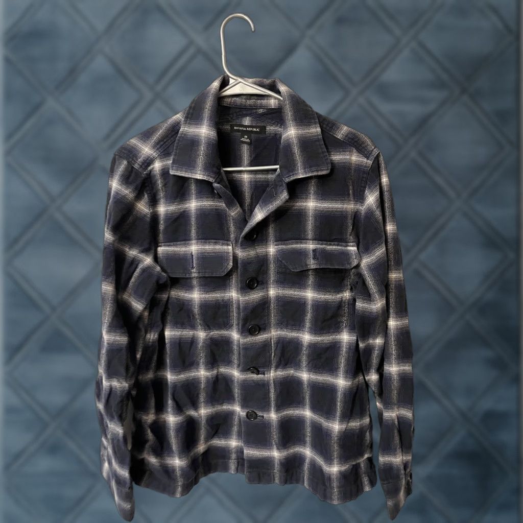 Banana Republic VINTAGE Banana Republic Men's Plaid Flannel Button-Up Shirt Dark Black Gray Medium Size US M / EU 48-50 / 2 - 1 Thumbnail