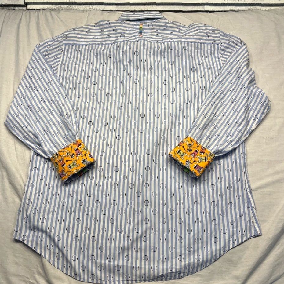 VINTAGE Robert Graham Mens Shirt Long Sleeve Casual Button-Down 2XL Multicolor Striped
