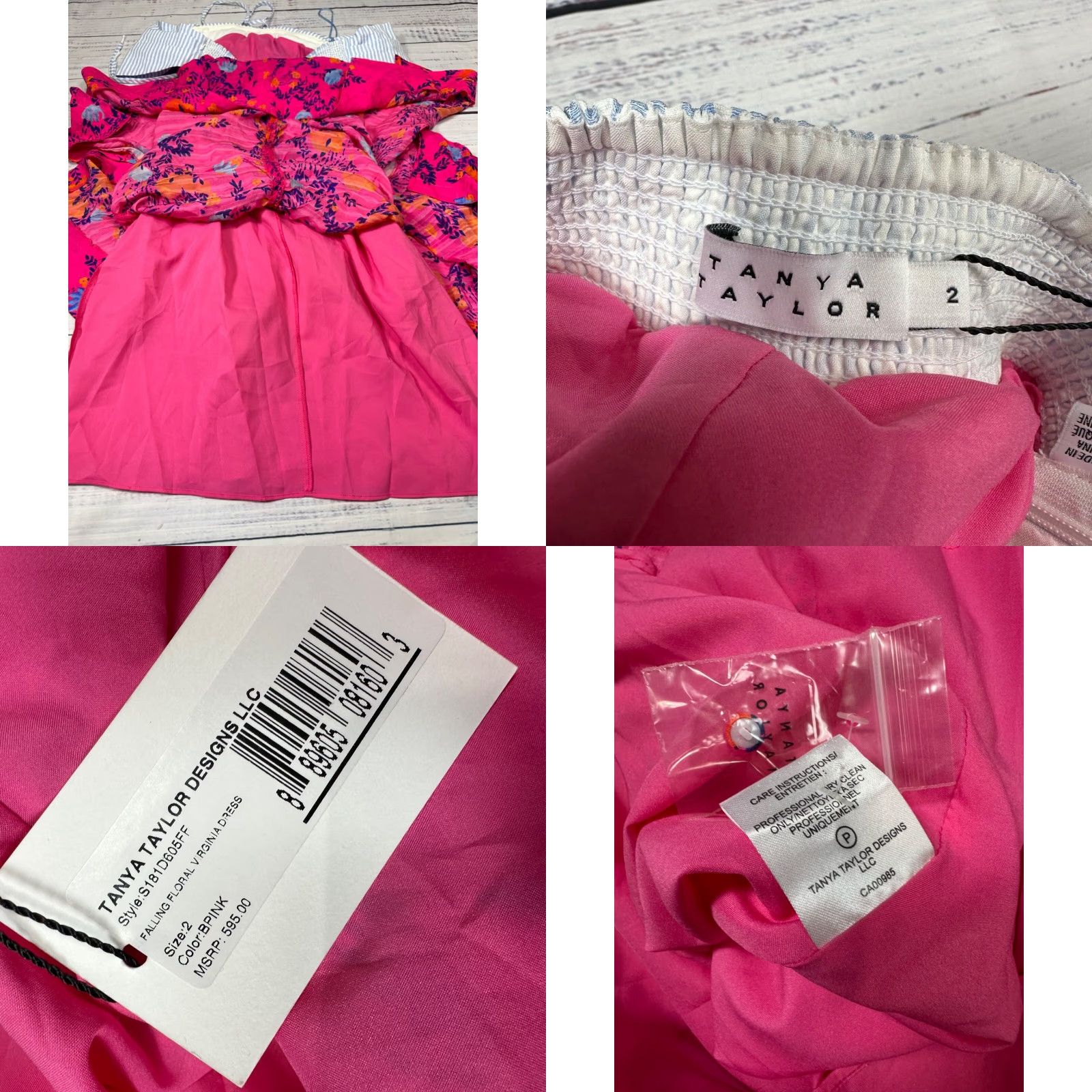 Tanya Taylor Tanya Taylor Dress Pink Midi Sheath Off Shoulder Virginia Falling Floral Sz 2 Womens Size XS / US 0-2 / IT 36-38 - 8 Thumbnail