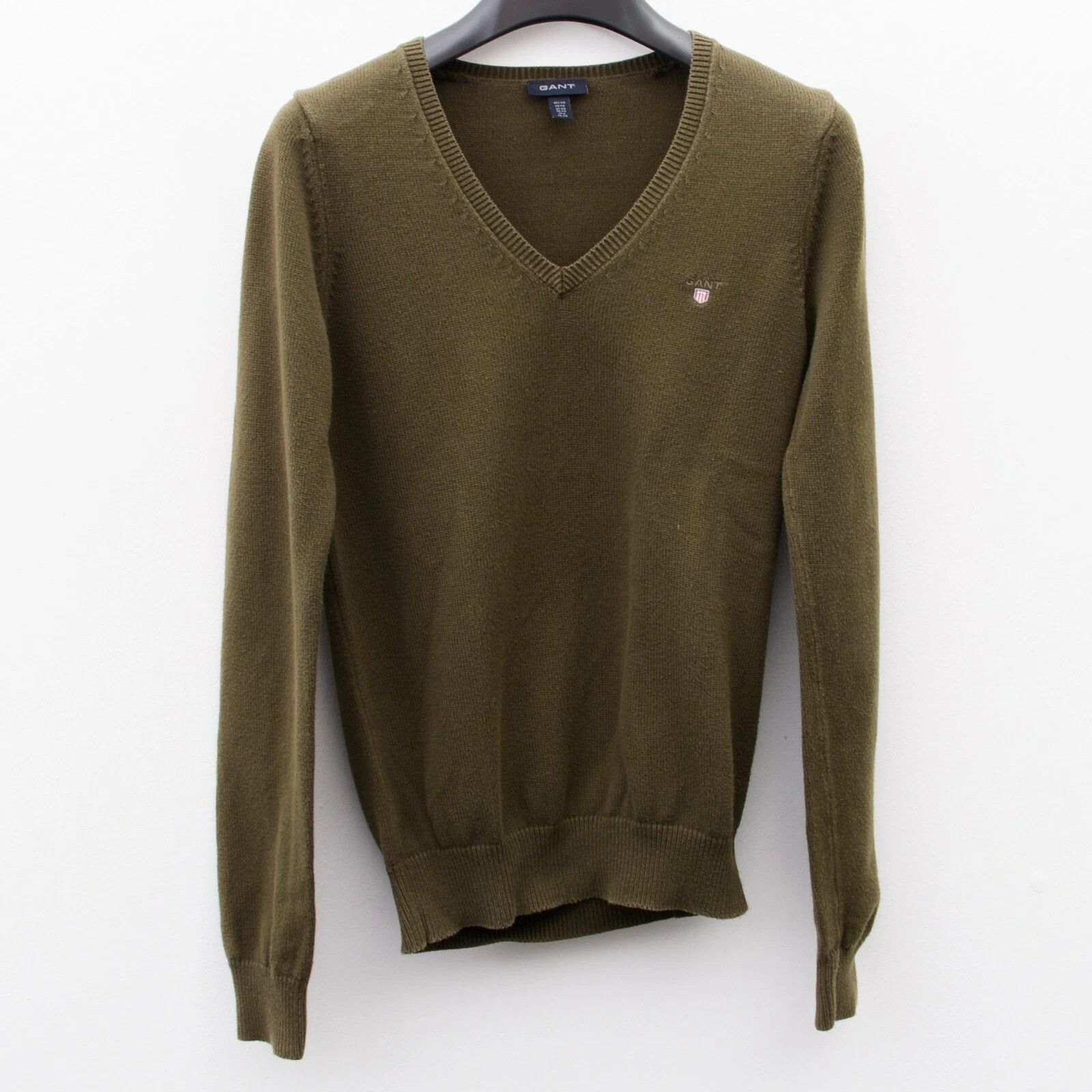 Gant Women XS Jumper Sweater Khaki Pullover V-Neck Cotton Ladies Size XS / US 0-2 / IT 36-38 - 1 Thumbnail