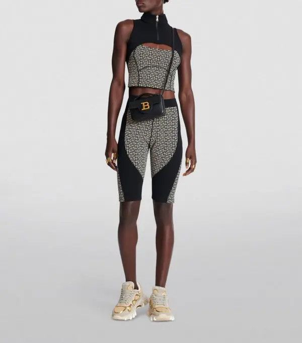 Balmain o1s1wg111225 Monogram Crop Top in Black Size M / US 6-8 / IT 42-44 - 5 Thumbnail