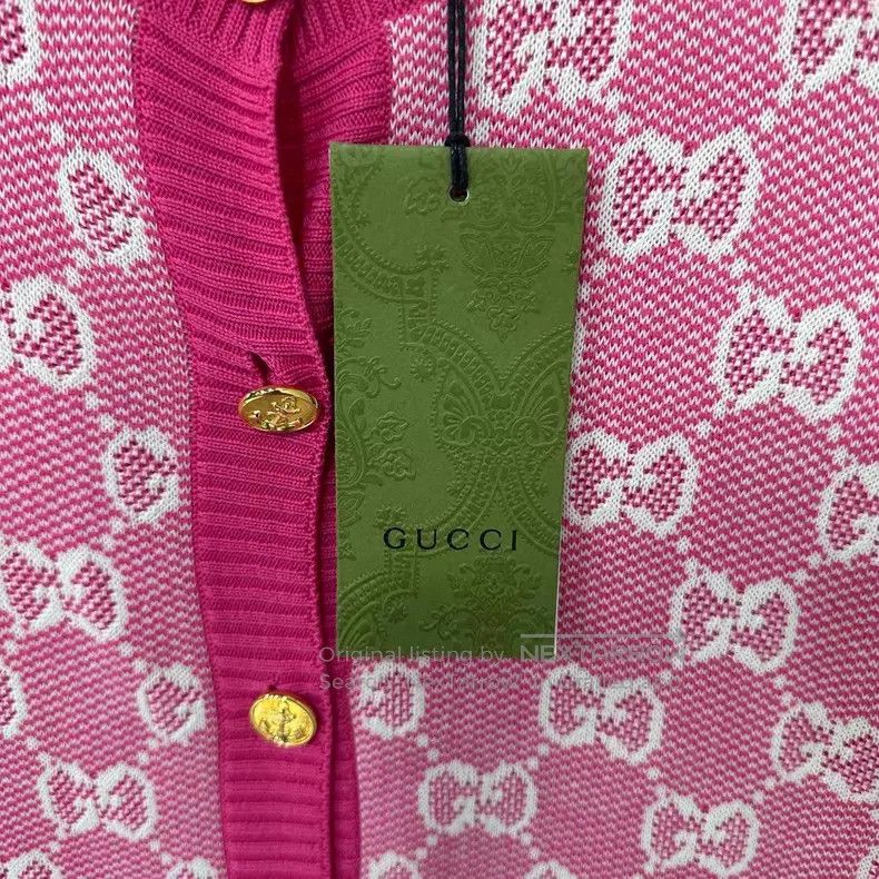 Gucci Gucci Pink full-print gold buckle cardigan coat Size L / US 10 / IT 46 - 6 Thumbnail