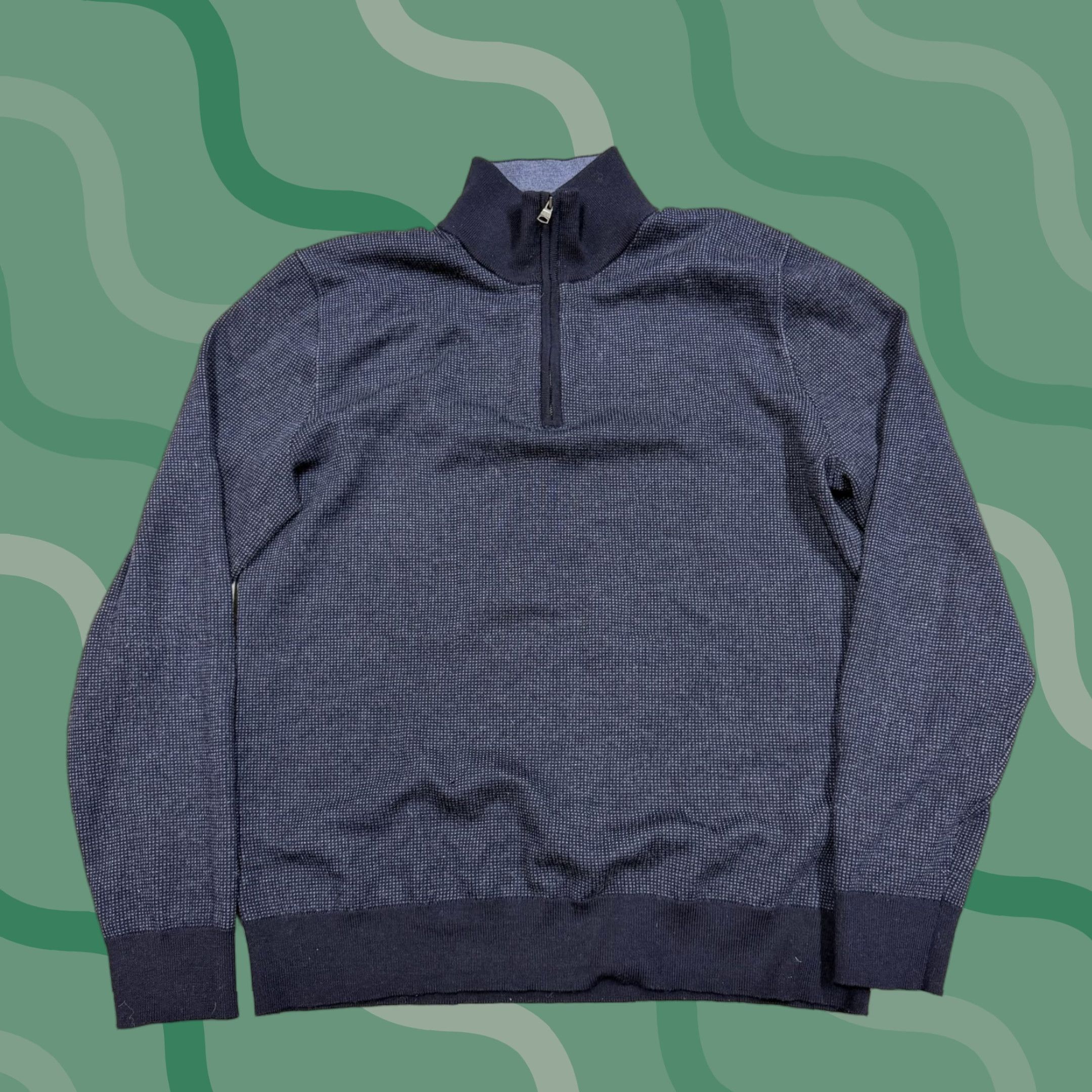 Banana Republic Banana Republic Sweater Mens Large Blue 1/4 Zip Mock Neck Merino Wool Pullover Size US L / EU 52-54 / 3 - 1 Thumbnail