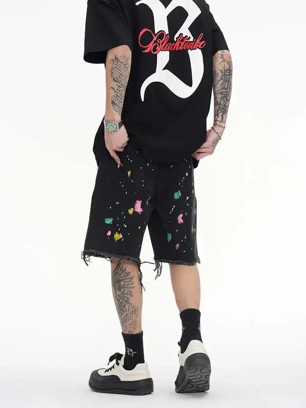 VIBE Graffiti style denim shorts baggy in vibe style cargo y2k Size US 32 / EU 48 - 2 Thumbnail