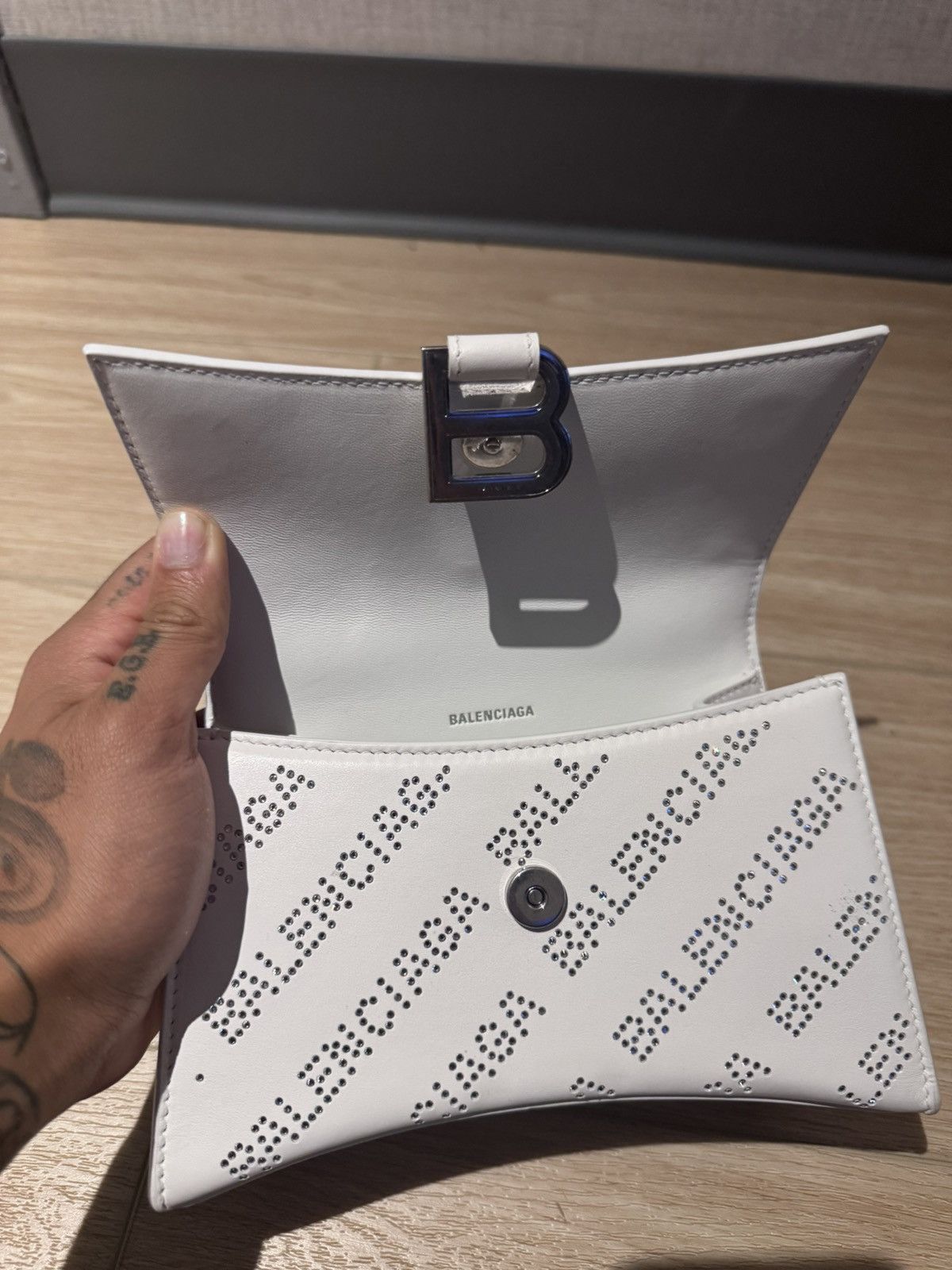 Balenciaga Balenciaga Handbag Hourglass Leather Rhinestone Size ONE SIZE - 5 Thumbnail