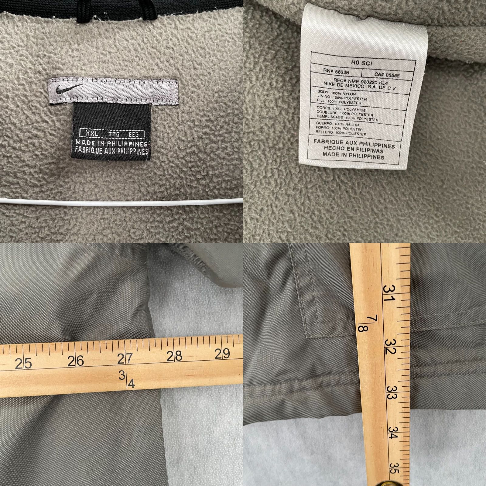 Nike VINTAGE Nike Jacket Adult 2XL Gray Full Zip Fleece Lined Mini Logo Coat Mens XXL Size US XXL / EU 58 / 5 - 8 Thumbnail