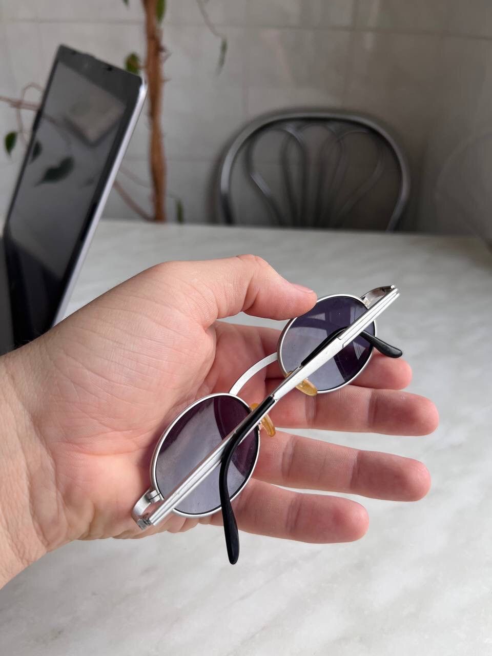 Japanese Brand × Vintage Vintage France 2000s Metal Gray Oval sunglasses France Size ONE SIZE - 10 Thumbnail