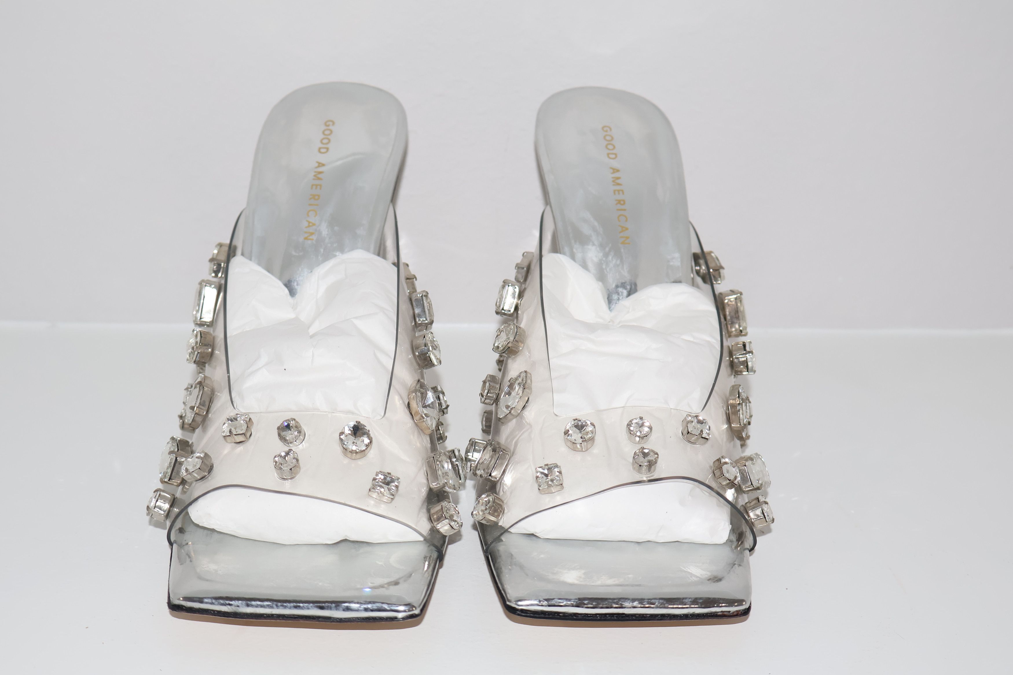 Good American Good American Jeweled Emma Slip On Heels Rhinestones 4" Size US 11 / IT 41 - 5 Thumbnail
