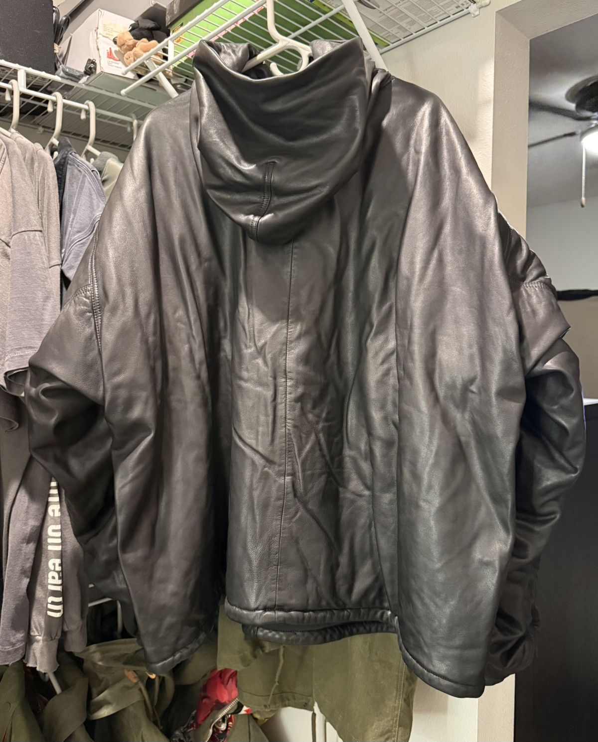 Balenciaga Size 5 leather hoodie pullover Size US XXL / EU 58 / 5 - 2 Thumbnail