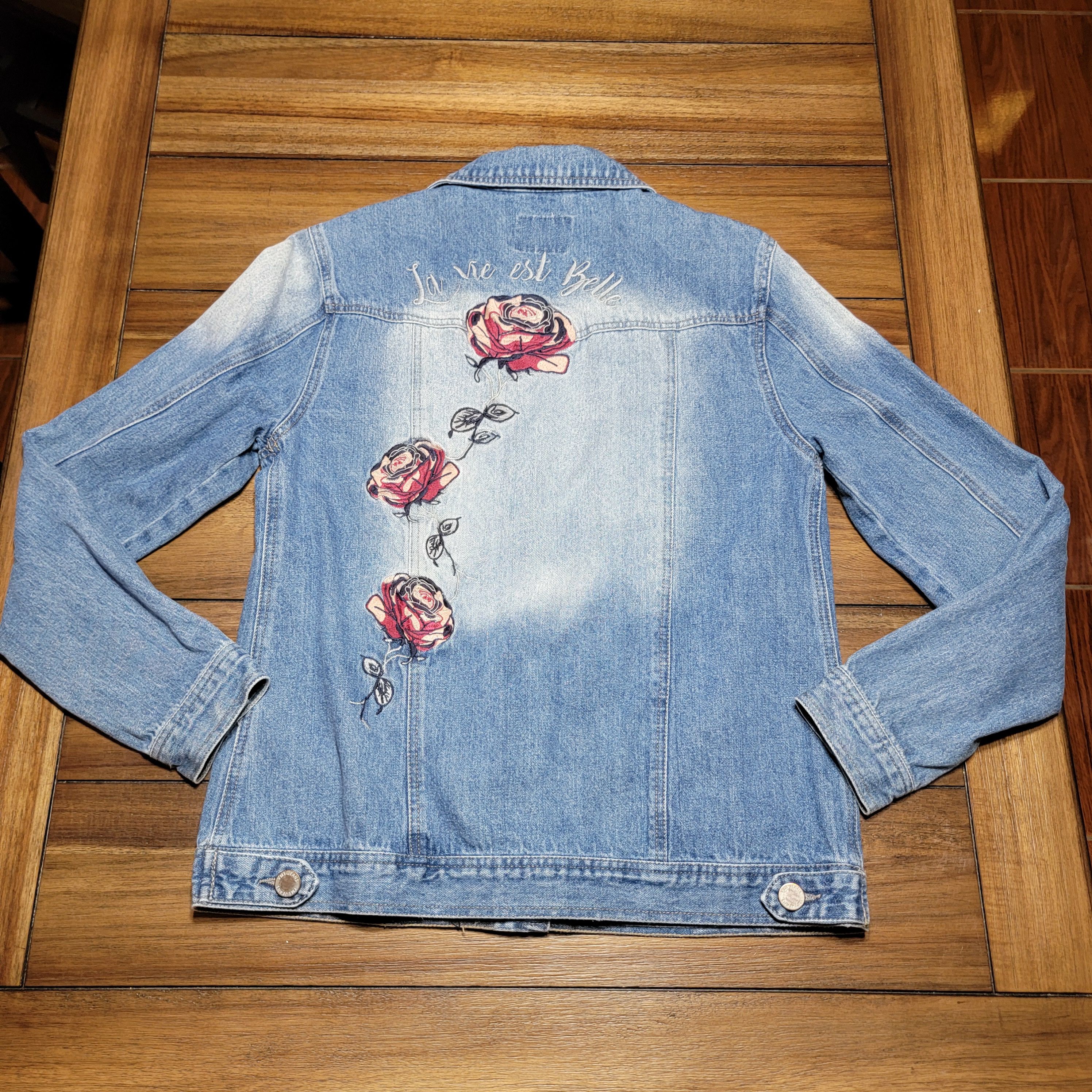 Other YMI Jeans Denim Jacket w/ Embroidered Roses - Size Large* Size L / US 10 / IT 46 - 4 Thumbnail