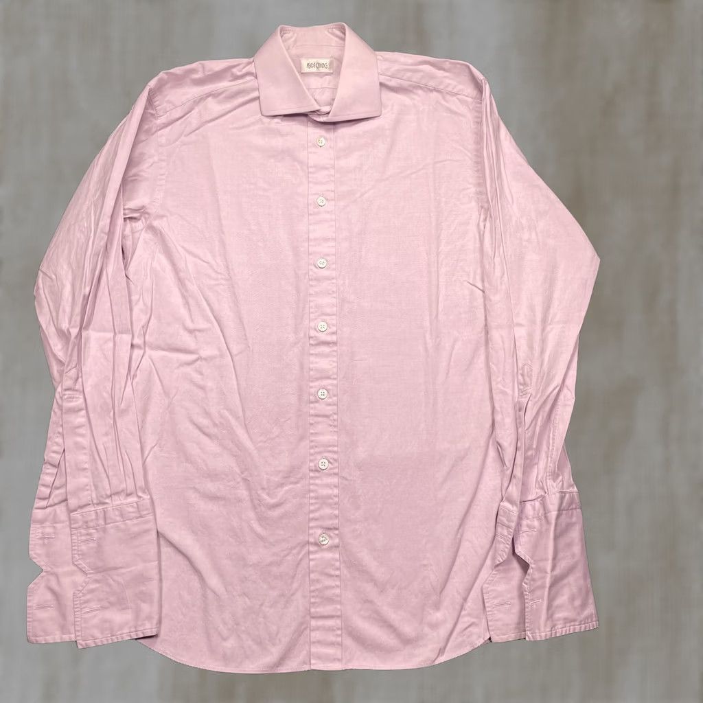 Pinko Ascot Chang Shirt Mens Large Pink Twill Long Sleeve Button Up French Cuff Shirt Womens? No, Mens. Size US L / EU 52-54 / 3 - 1 Thumbnail