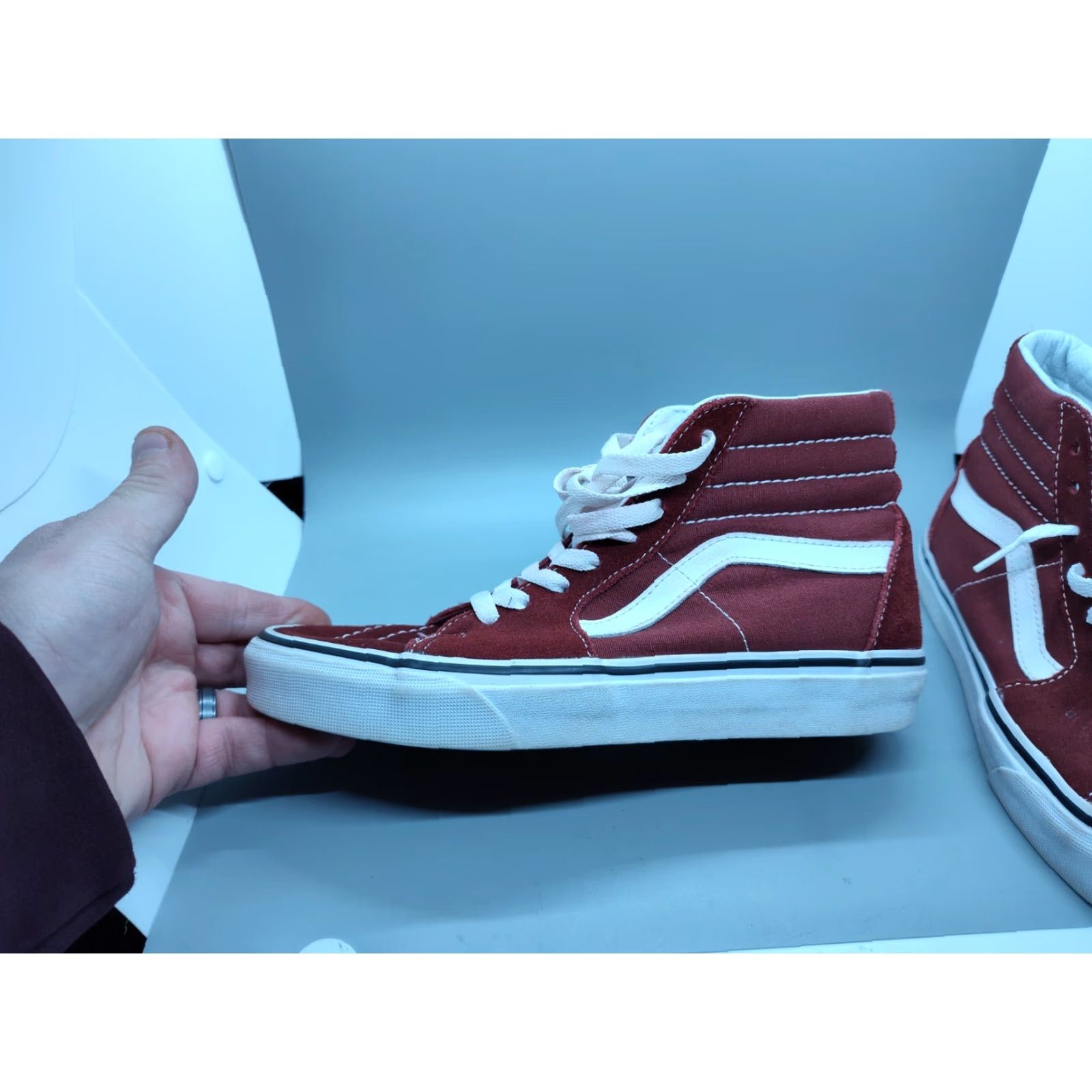Vans VANS SK8 HI High Top Shoe Men 6.5 Womens 8 Maroon Suede Canvas Breathable Lightweight Casual Athletic Sneakers Size M / US 6-8 / IT 42-44 - 5 Thumbnail