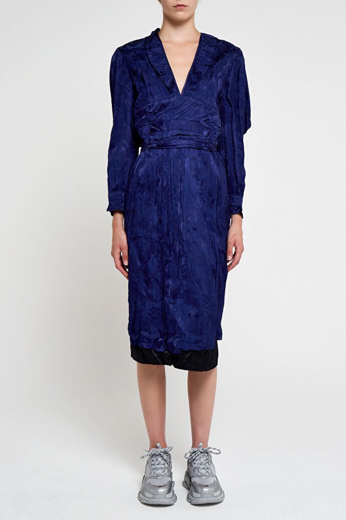 Balenciaga o1y0625 Midi Dress in Bright Blue/Black Size M / US 6-8 / IT 42-44 - 1 Thumbnail