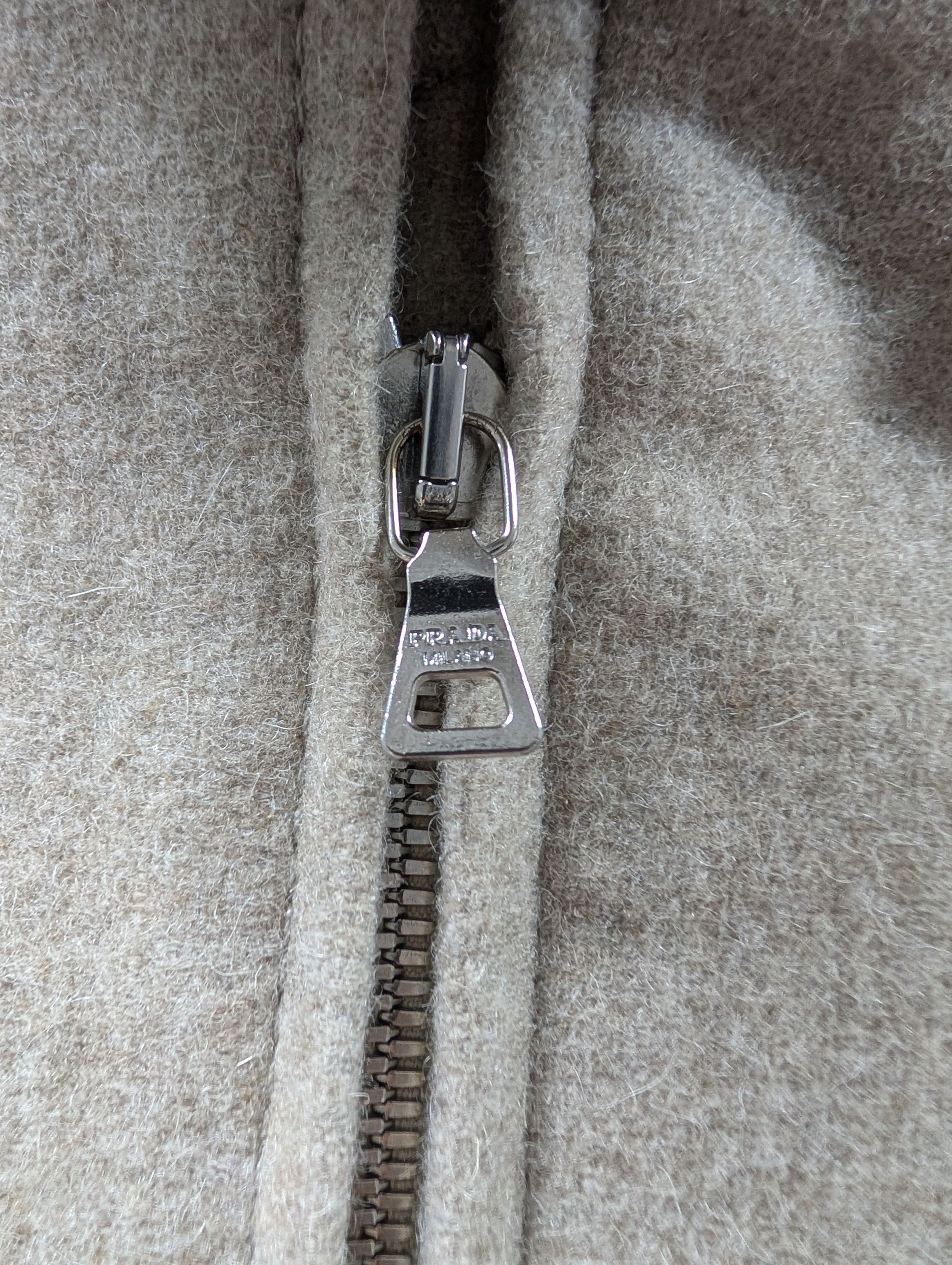 Prada Light Brown Zip Up Wool Jacket With Leather Elbow Padded Size XS / US 0-2 / IT 36-38 - 8 Thumbnail