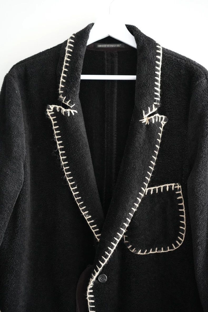 Yohji Yamamoto Yohji Yamamoto Yohji Yamamoto Black Wool Blazer With Stitc Size US M / EU 48-50 / 2 - 3 Thumbnail