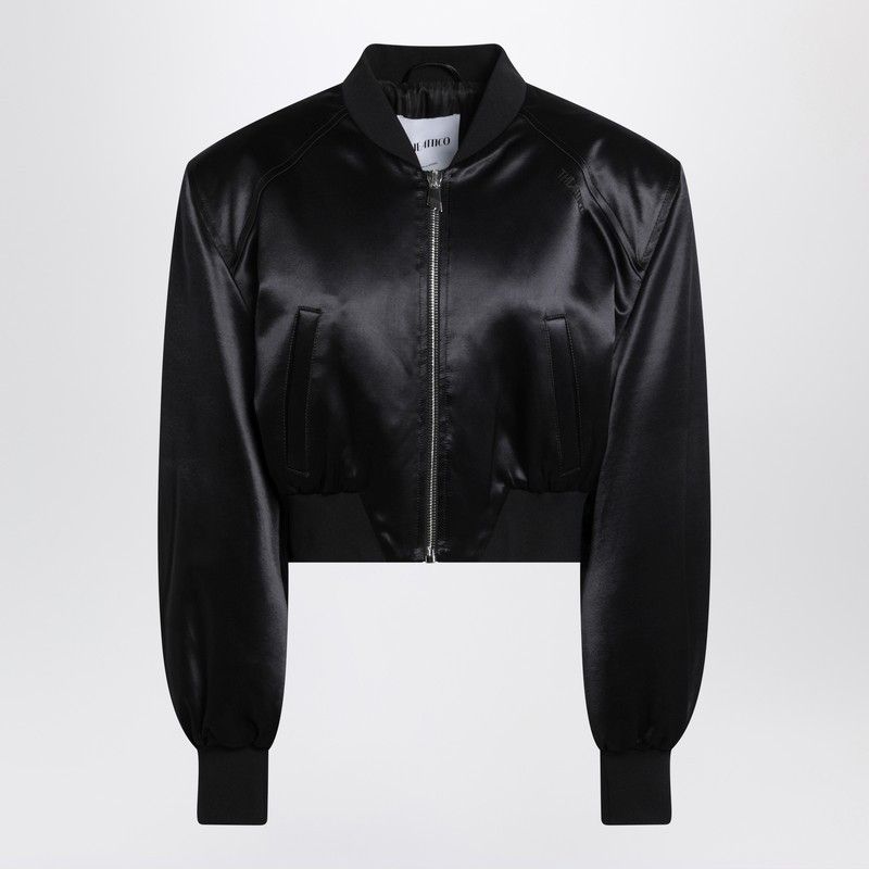 The Attico The Attico Black Shiny Cropped Bomber Size M / US 6-8 / IT 42-44 - 1 Thumbnail
