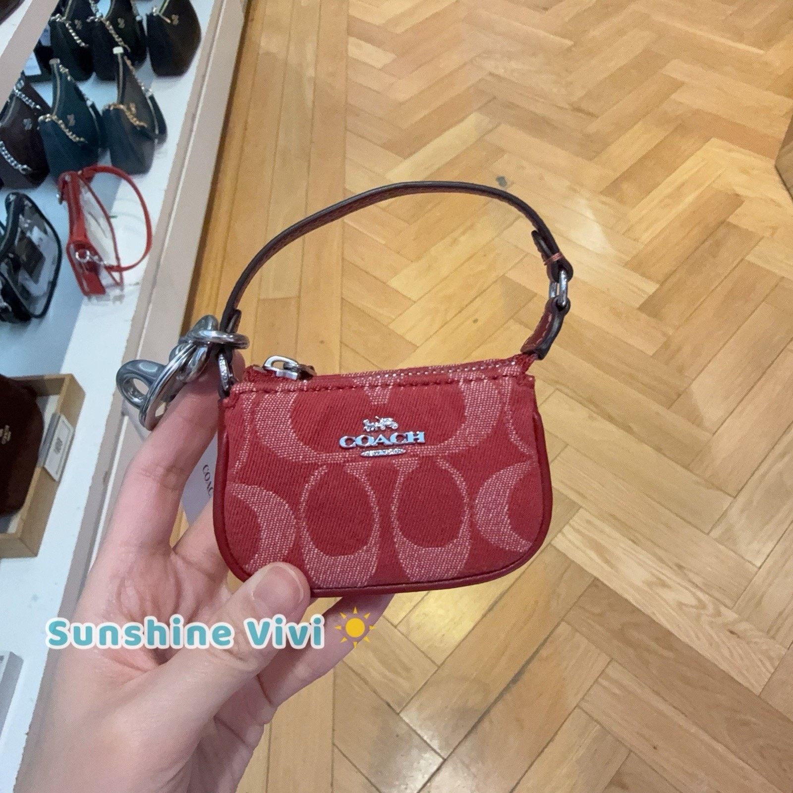 Coach NWT Coach Mini Nolita Bag Charm Denim Silver/True Red CDB23 Size ONE SIZE - 1 Thumbnail