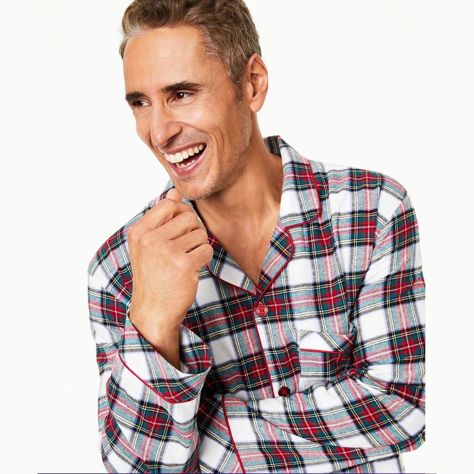 The Unbranded Brand Family Pajamas Men's White Plaid Flannel Pajama Set Size 1XB Size ONE SIZE - 3 Thumbnail