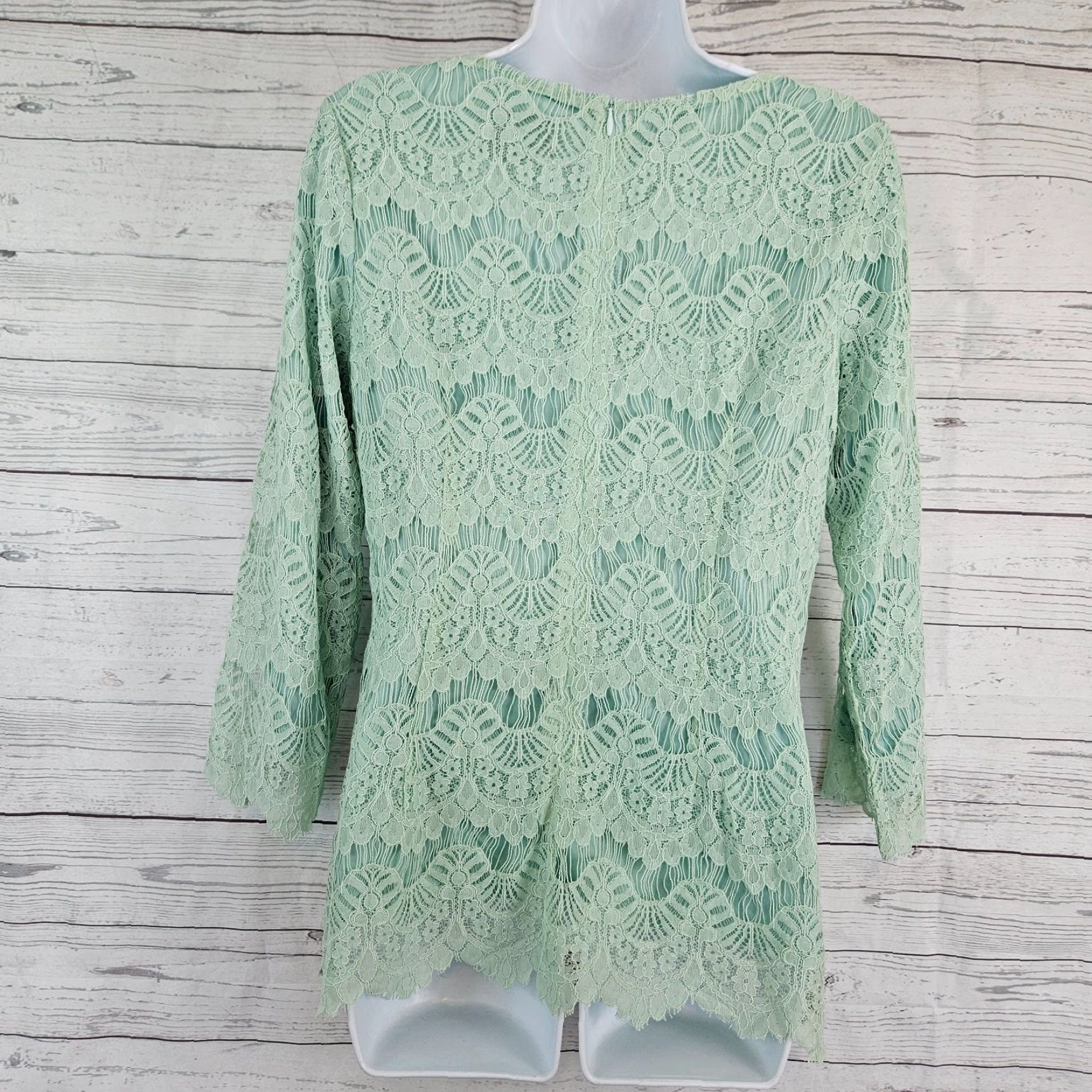 Vintage Dainty Jewells Womens Top Sz Large Green Lace Overlay Size L / US 10 / IT 46 - 3 Thumbnail