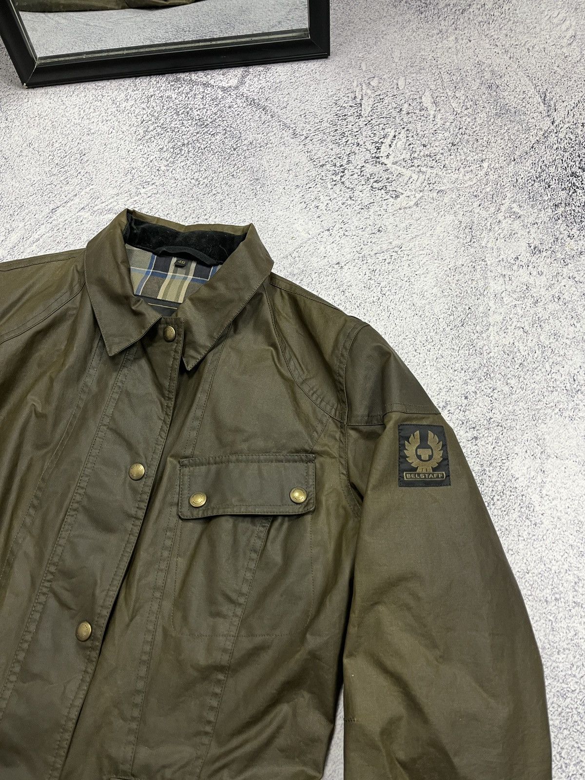 Belstaff × Vintage Belstaff Moto Waxed Women’s Plaid Jacket Cropped Biker Rare Size L / US 10 / IT 46 - 7 Thumbnail