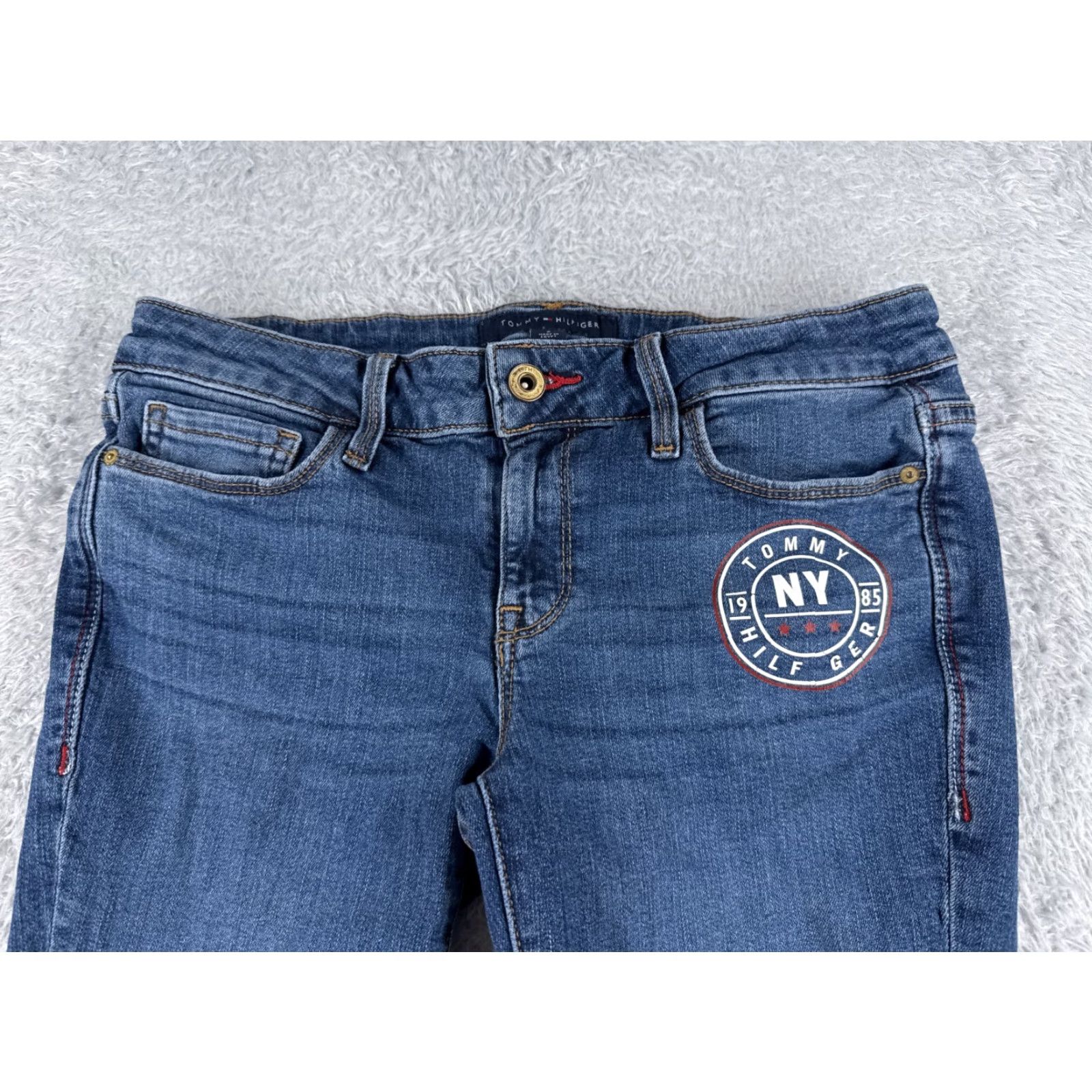 Tommy Hilfiger Tommy Hilfiger Jeans Women Blue Denim Raleigh Skinny Low Rise 27x26 5-Pocket Distressed Stretch Regular Size 26" / US 2 / IT 38 - 4 Thumbnail