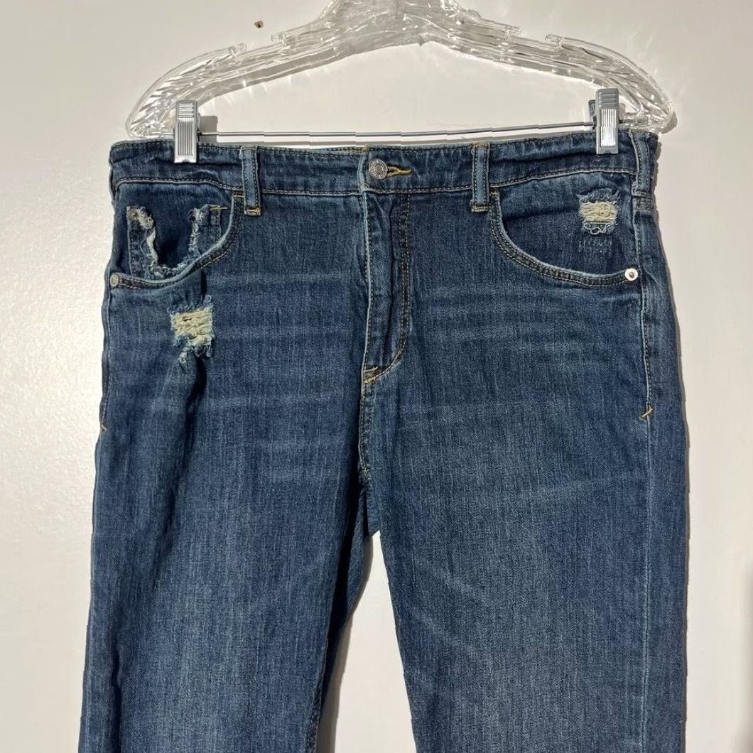 Anthropologie VINTAGE Anthropologie Pilcro Ankle Distressed Washed Dark Blue Denim Jeans Women Size 27 Size 27" / US 4 / IT 40 - 2 Thumbnail