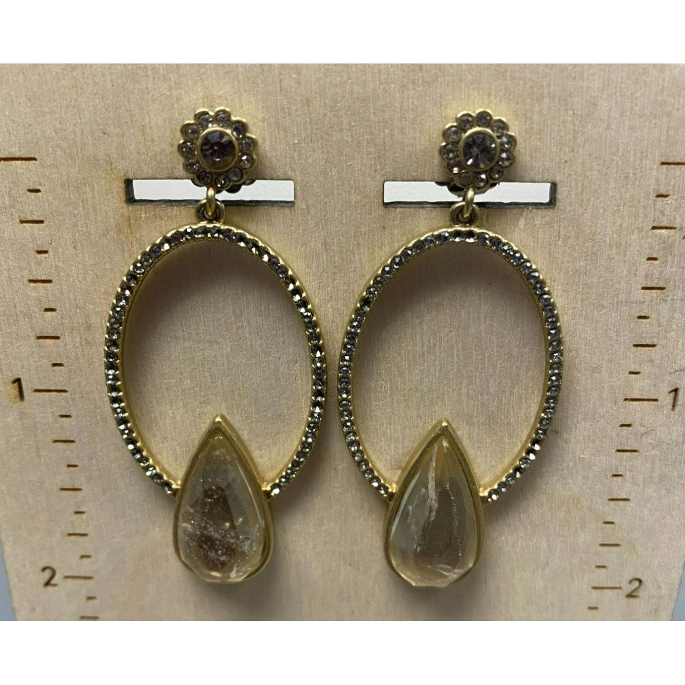 Other Signed Lia Sophia Gold tone & Rhinestone Teardrop Statement Size ONE SIZE - 1 Thumbnail