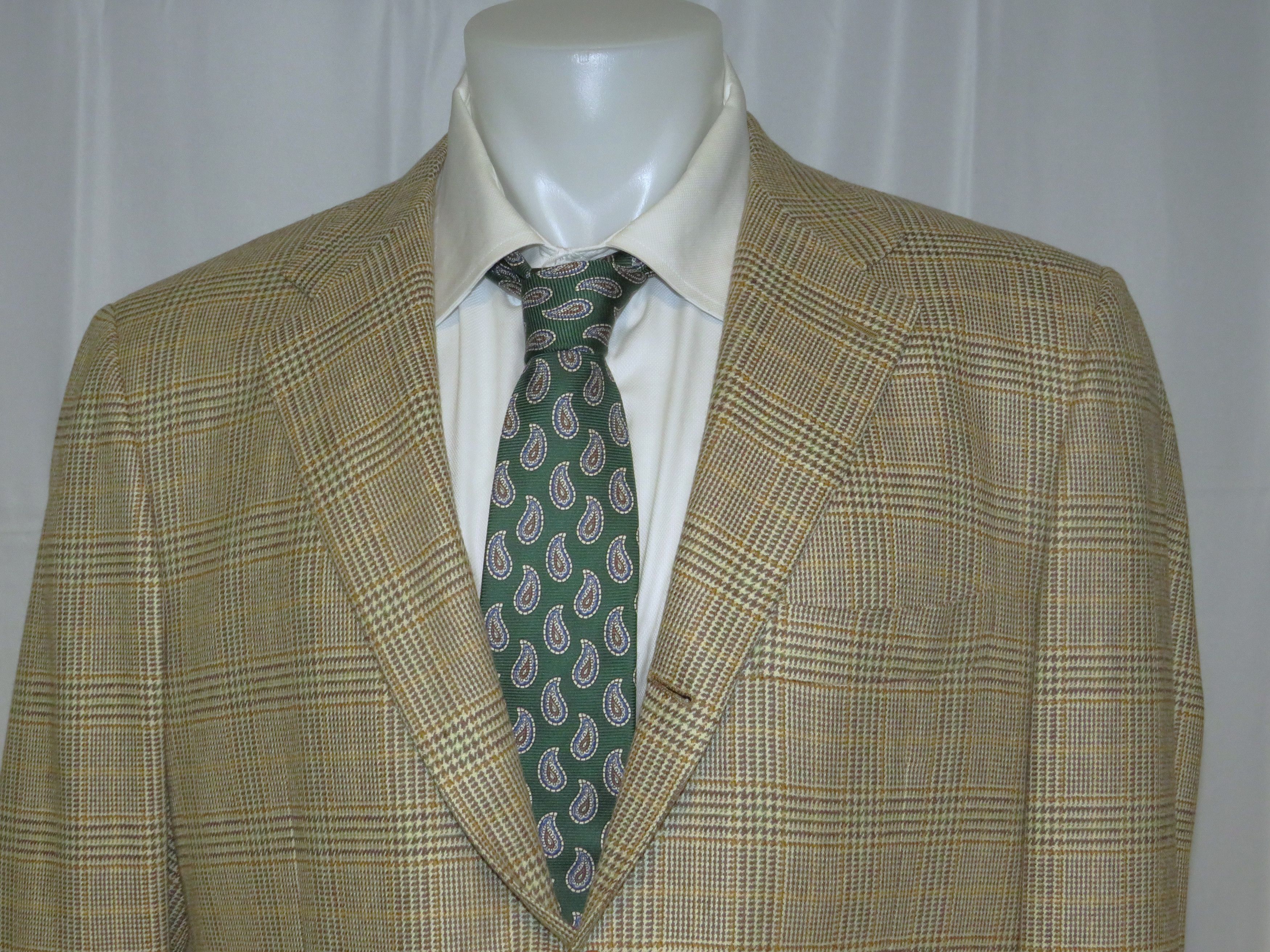 Kiton 100% Cashmere Light Brown Plaid Three Roll Two Blazer 44R Size 44R - 2 Thumbnail