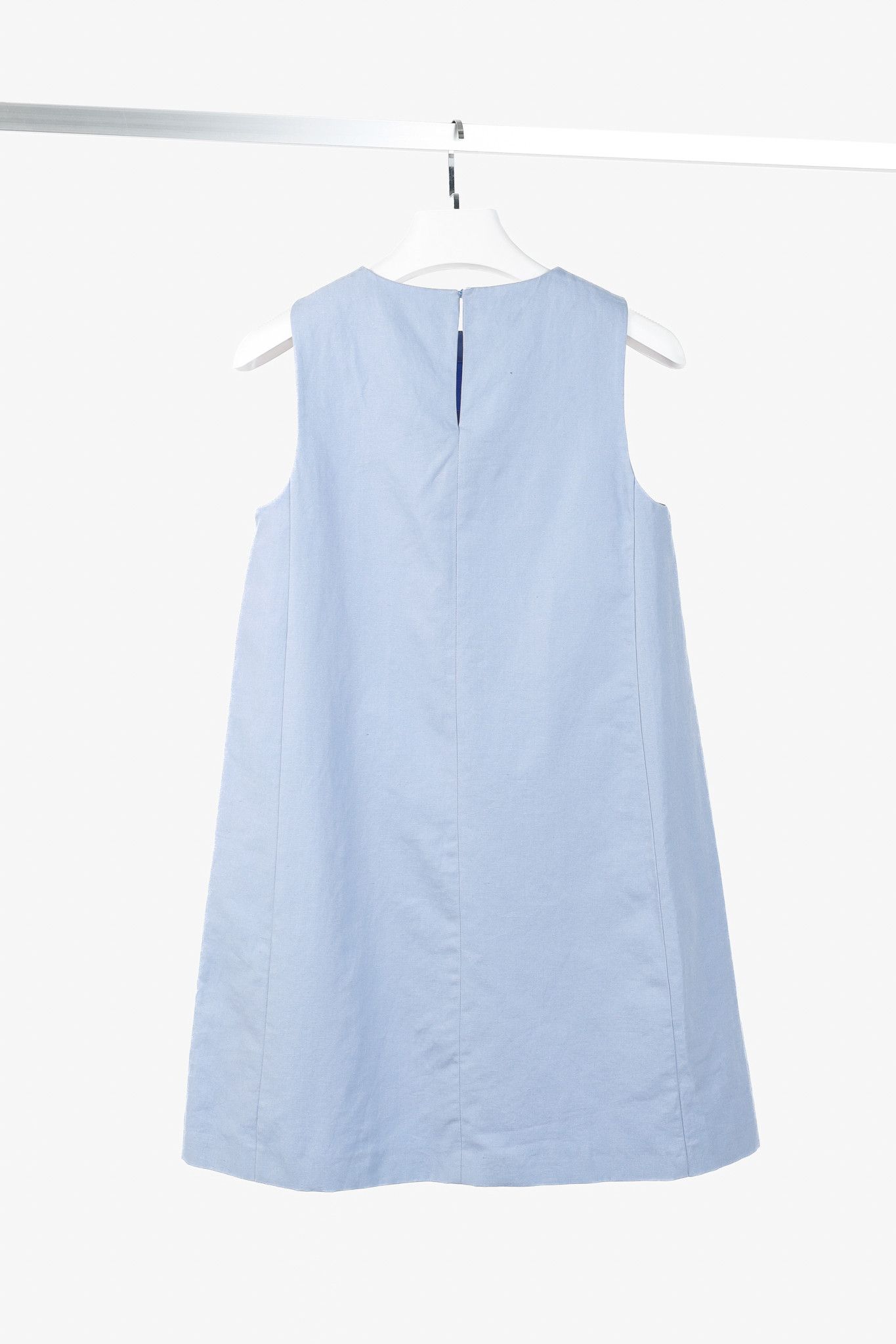 Weekend Max Mara Weekend Max Mara Racer Light Blue Cotton & Linen Short Dress Size S / US 4 / IT 40 - 2 Thumbnail