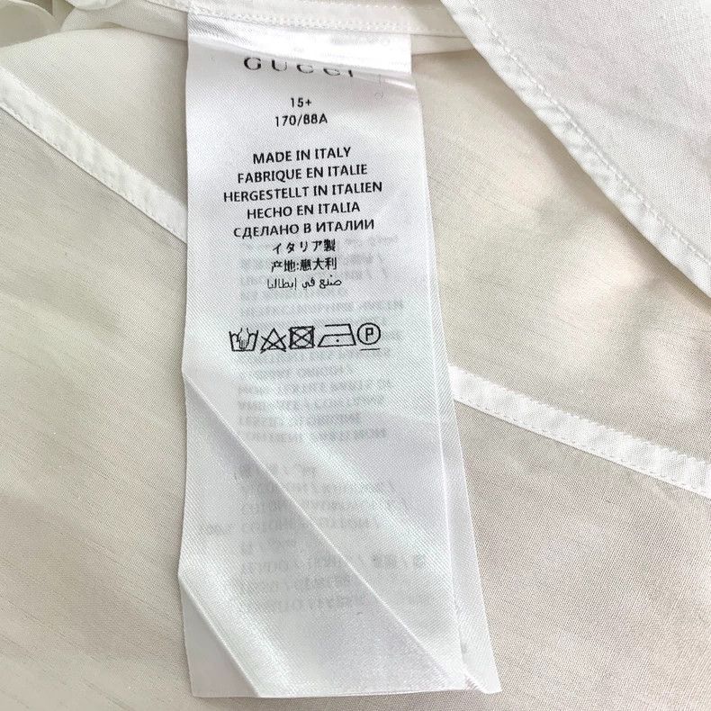 Gucci Gucci Size 15+ White logo embroidered cotton lapel long-sl Size US XS / EU 42 / 0 - 6 Thumbnail