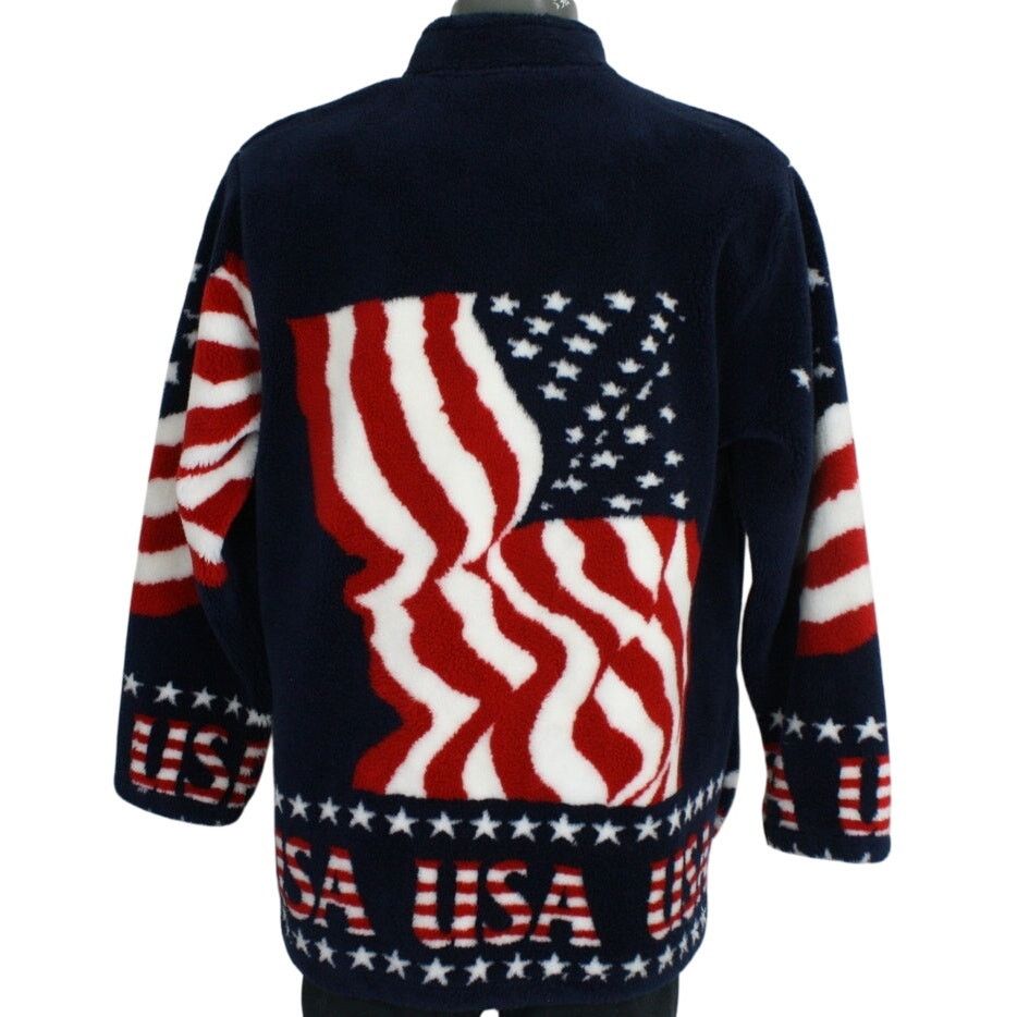 Vintage Vintage Black Mountain USA Flag Fleece Jacket Mens XL Size US XL / EU 56 / 4 - 1 Thumbnail