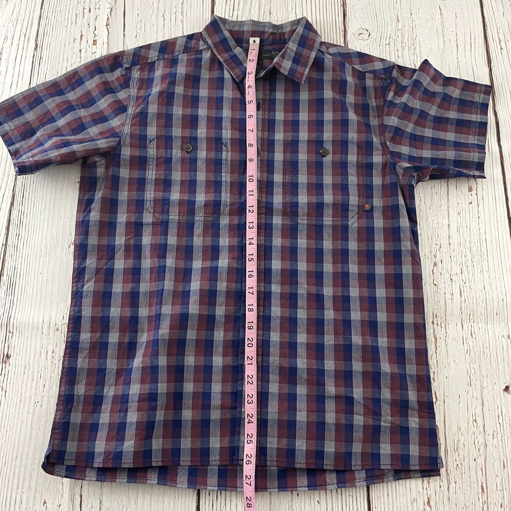 Mountain Hardwear Mountain Hardwear Plaid Short Sleeve Button Front Shirt Mens Small Blue Purple Shirt Size US S / EU 44-46 / 1 - 5 Thumbnail