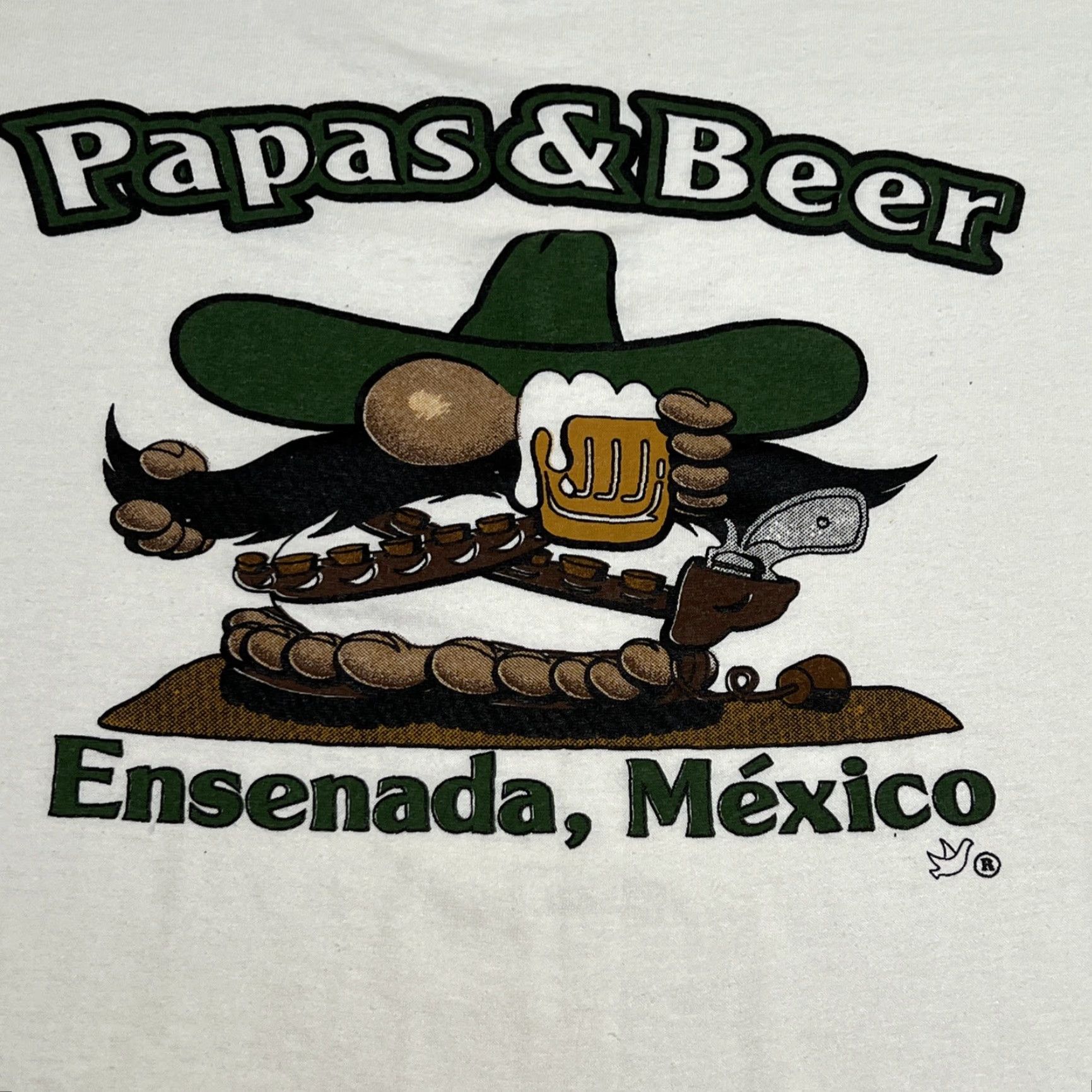 Vintage VINTAGE Papas & Beer Esenada Mexico Shirt XL White 1990s Single Stitch Graphic Tee Mens Womens Hanes TeeJoys Brand Tee Joys Size US XL / EU 56 / 4 - 2 Thumbnail