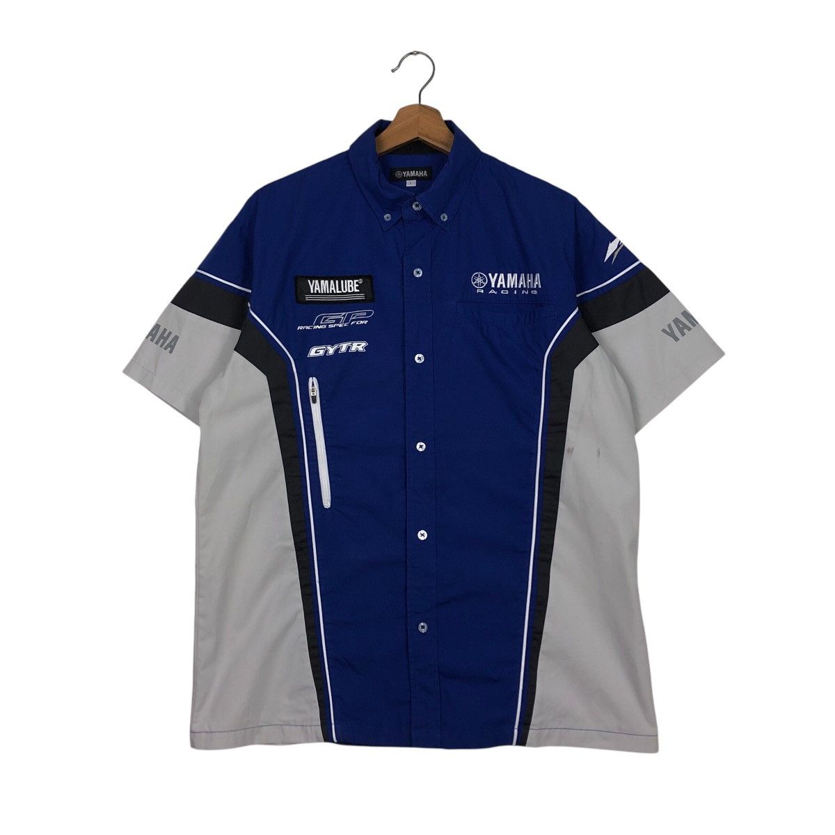 Japanese Brand 📌Vintage Shirt Button Worker Jacket Yamaha Big Logo Size US L / EU 52-54 / 3 - 2 Thumbnail