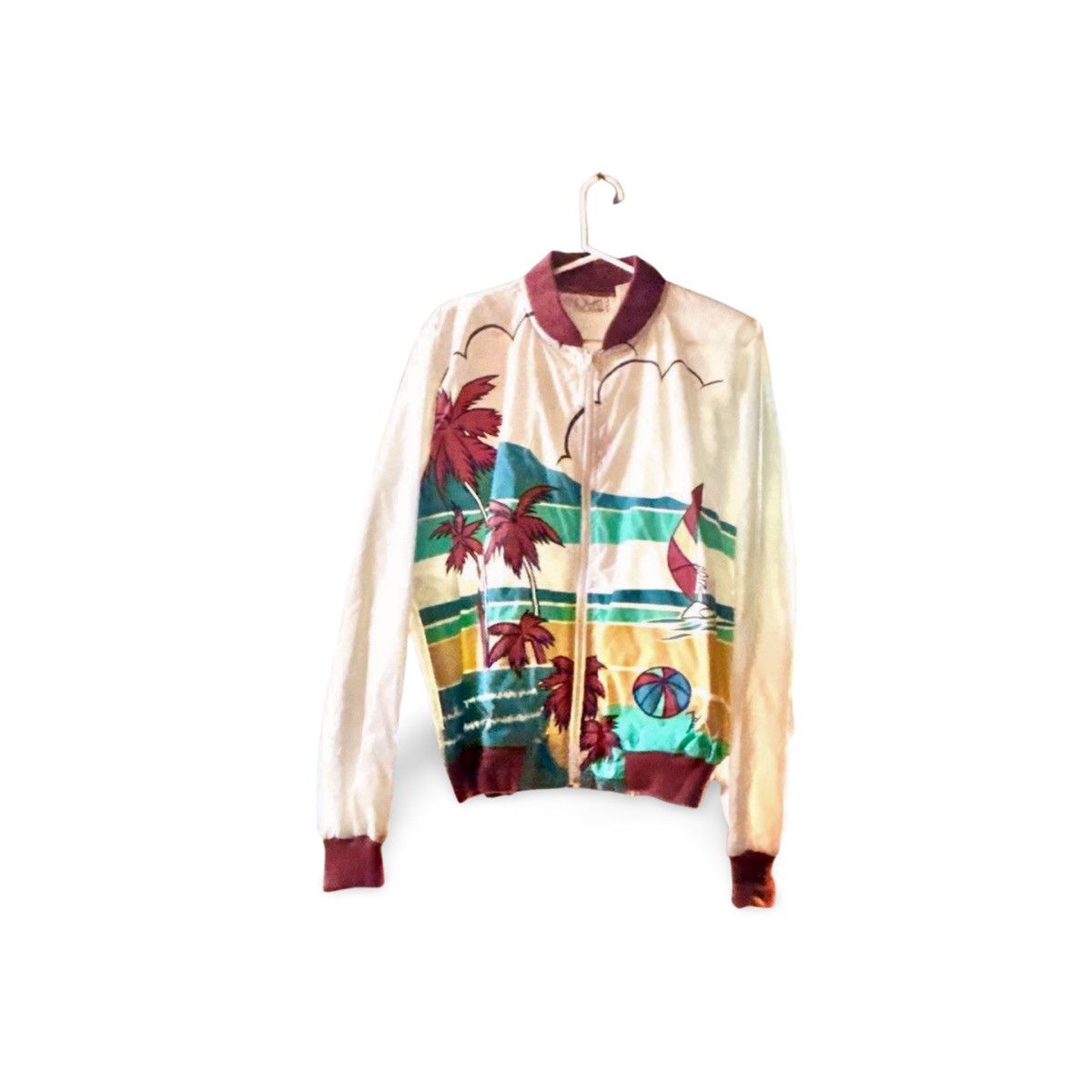 Men’s Retro Palm Tree Light Bomber Jacket by Repage - 1980’s