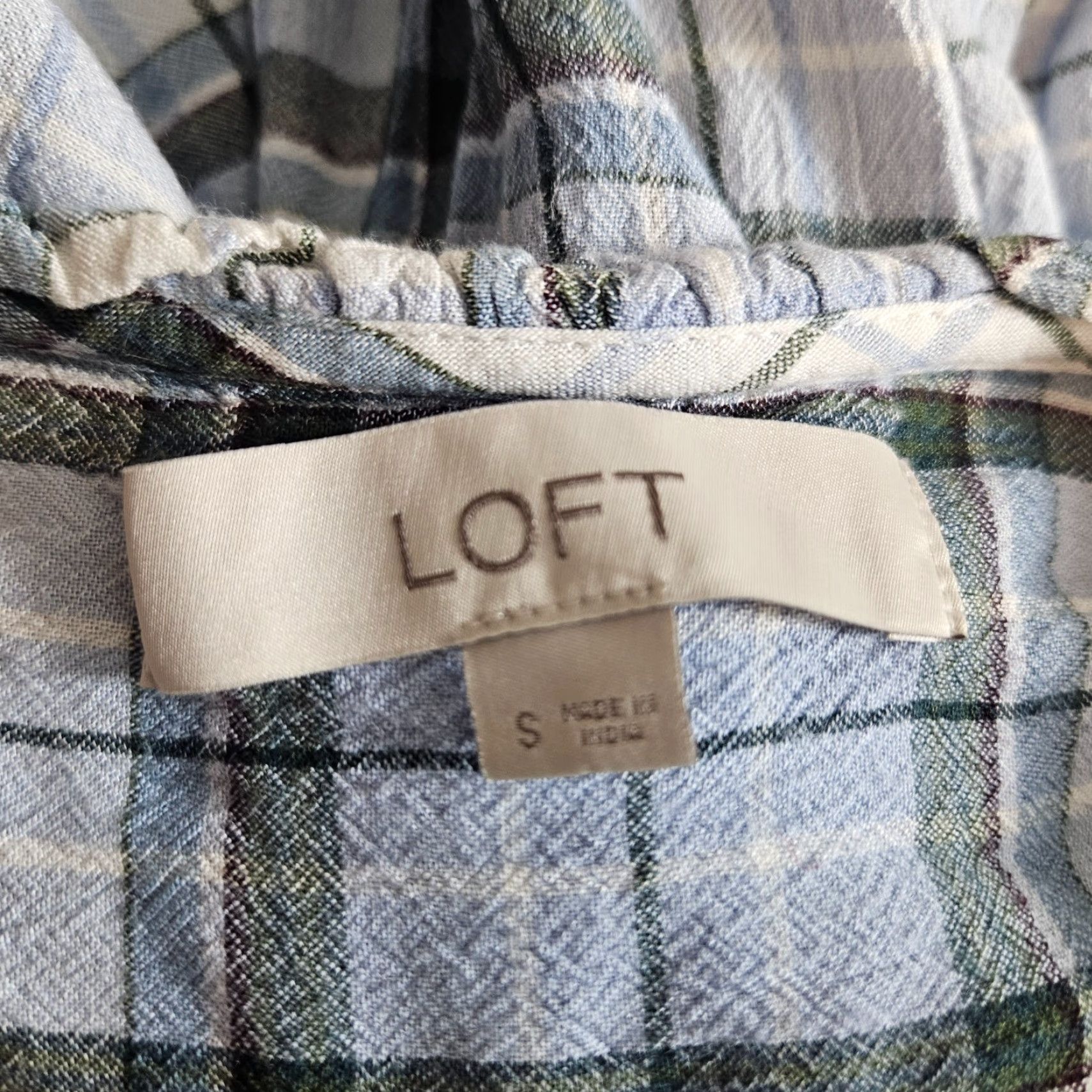 Loft LOFT Ann Taylor Womens Button Up Top Blouse Sz Small Blue Plaid Rayon Shirt Women Regular Size S Vintage No Size S / US 4 / IT 40 - 5 Thumbnail