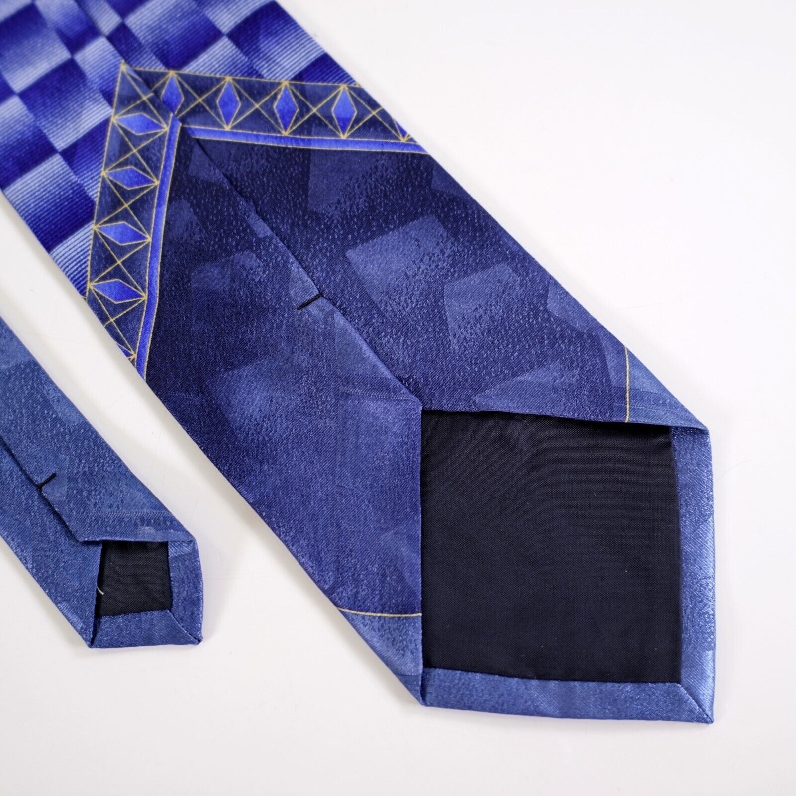 Designer Daniel Ellissa New York Blue Abstract Print Wide Silk Tie Size ONE SIZE - 4 Thumbnail