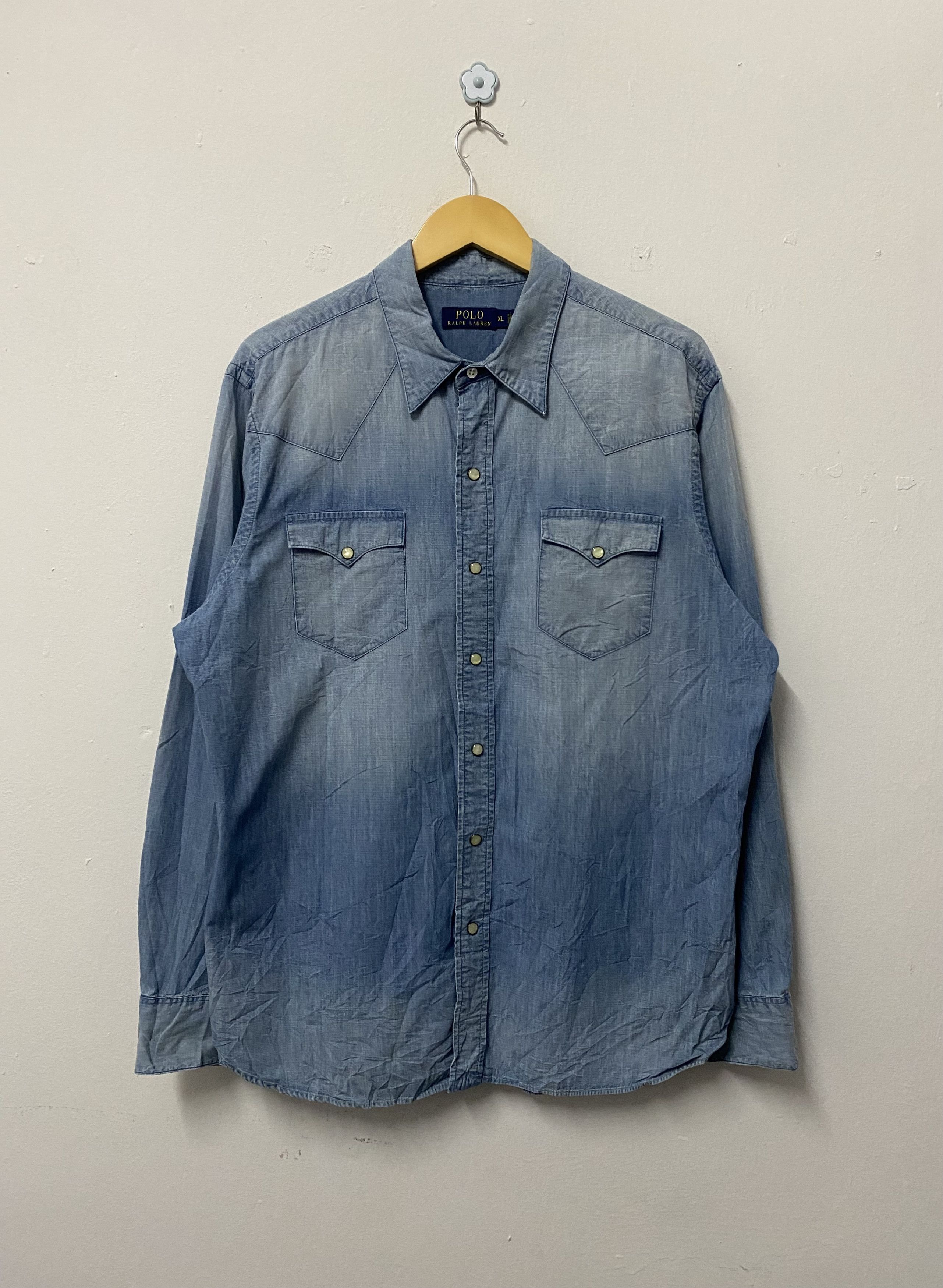 Polo Ralph Lauren Polo Ralph Lauren Snap Button Chambray Shirts Size US XL / EU 56 / 4 - 1 Thumbnail