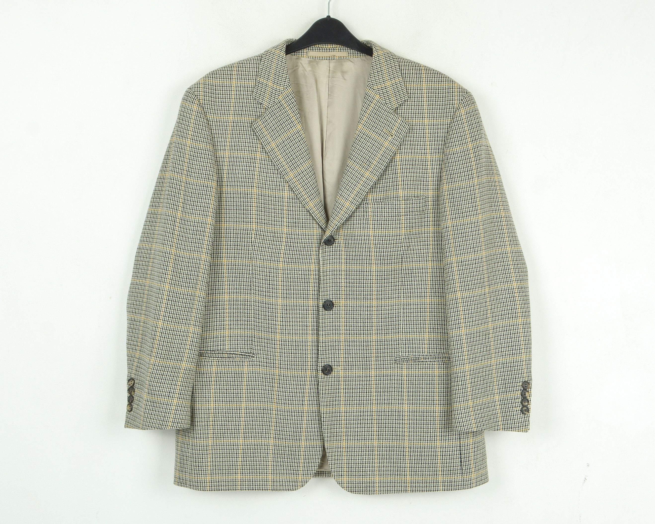 Hugo Boss Vintage Einstein UK 42 US Blazer Cashmere Coat Check Wool Size 42S - 1 Thumbnail