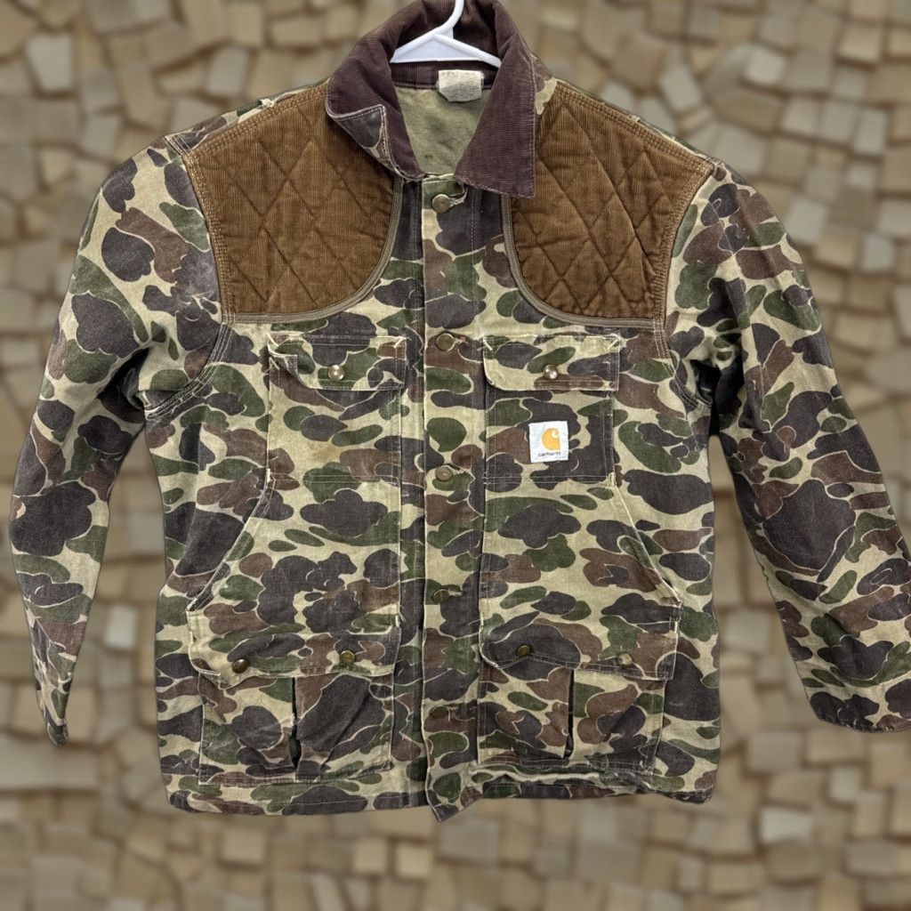 Carhartt VINTAGE Carhartt Camouflage Hunting Coat Jacket CU253 Large Men Jacket Camouflage 80s Hunting USA Size US L / EU 52-54 / 3 - 1 Thumbnail