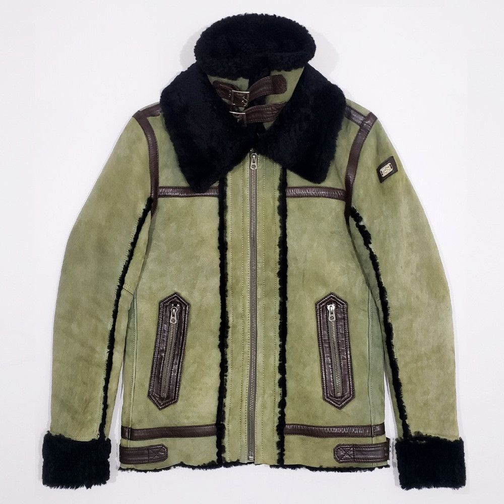 Diesel Diesel LENCANG Shearling Leather Jacket Green Large SheepSk Size US L / EU 52-54 / 3 - 1 Thumbnail