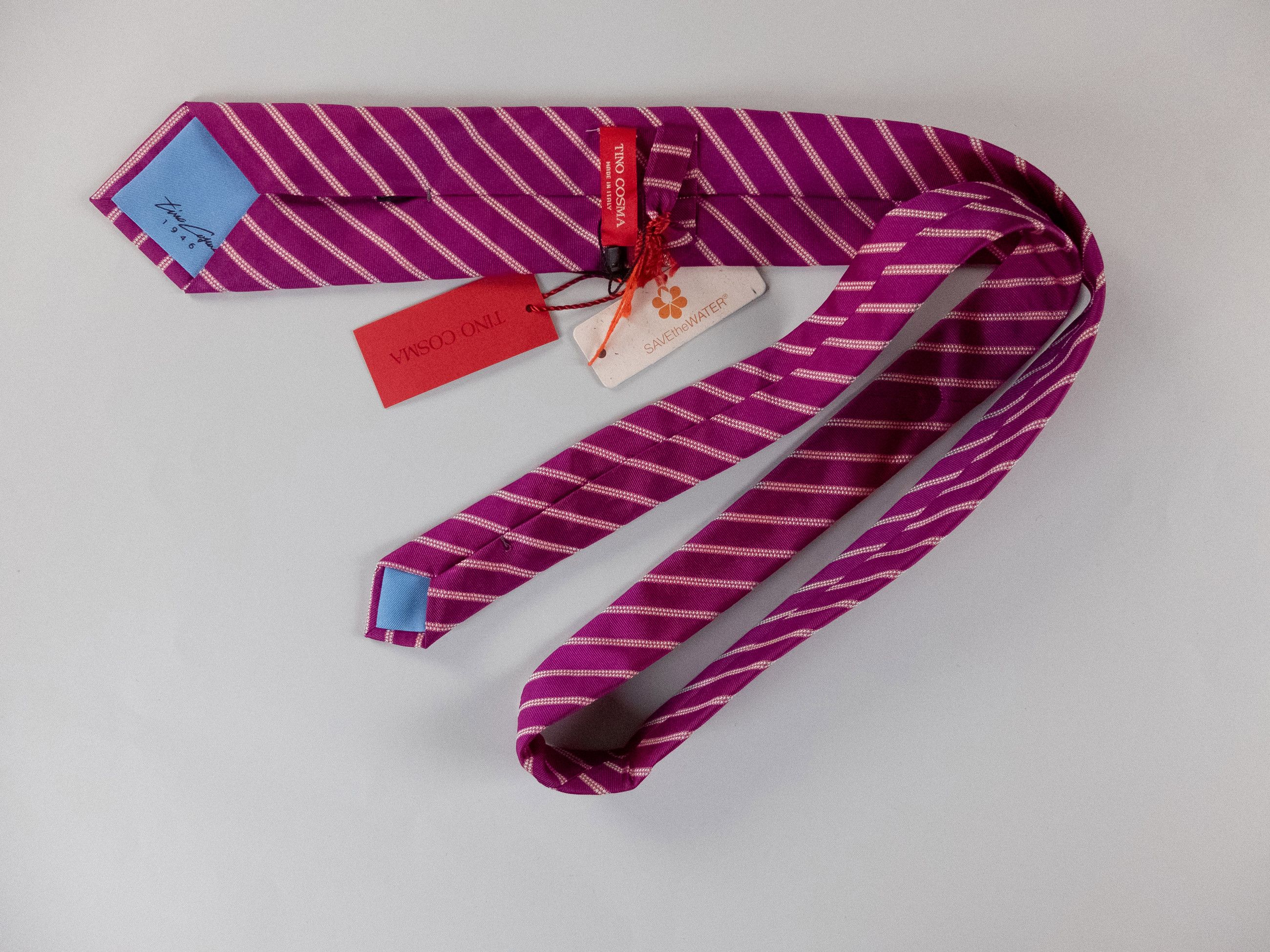Other TINO COSMA pink striped silk tie authentic NWT Made in Italy Size ONE SIZE - 2 Thumbnail