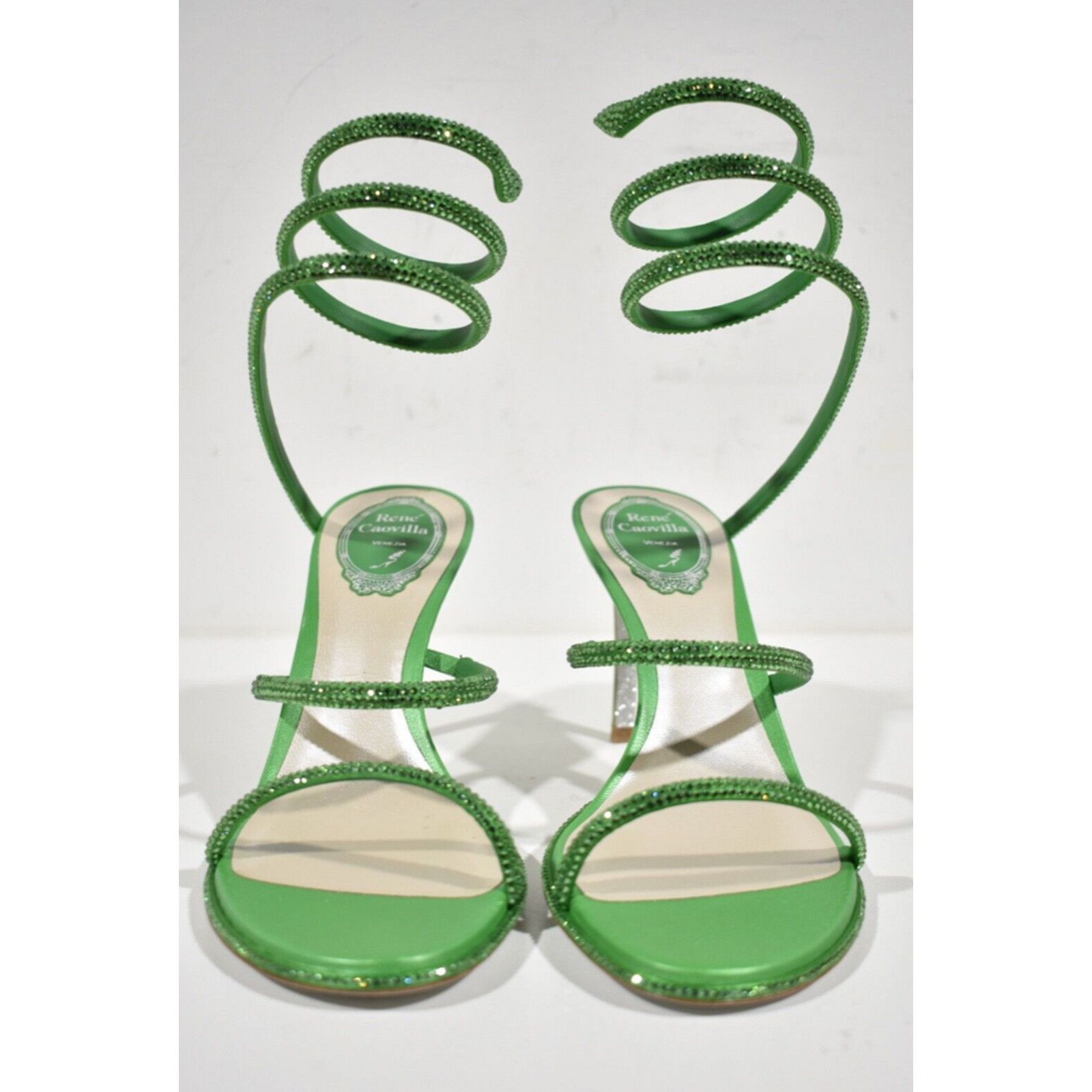 Rene Caovilla Cleo 80 Crystal Snake Ankle Wrap Strap Sandal Heel Pump 37.5 Size US 7.5 / IT 37.5 - 4 Thumbnail