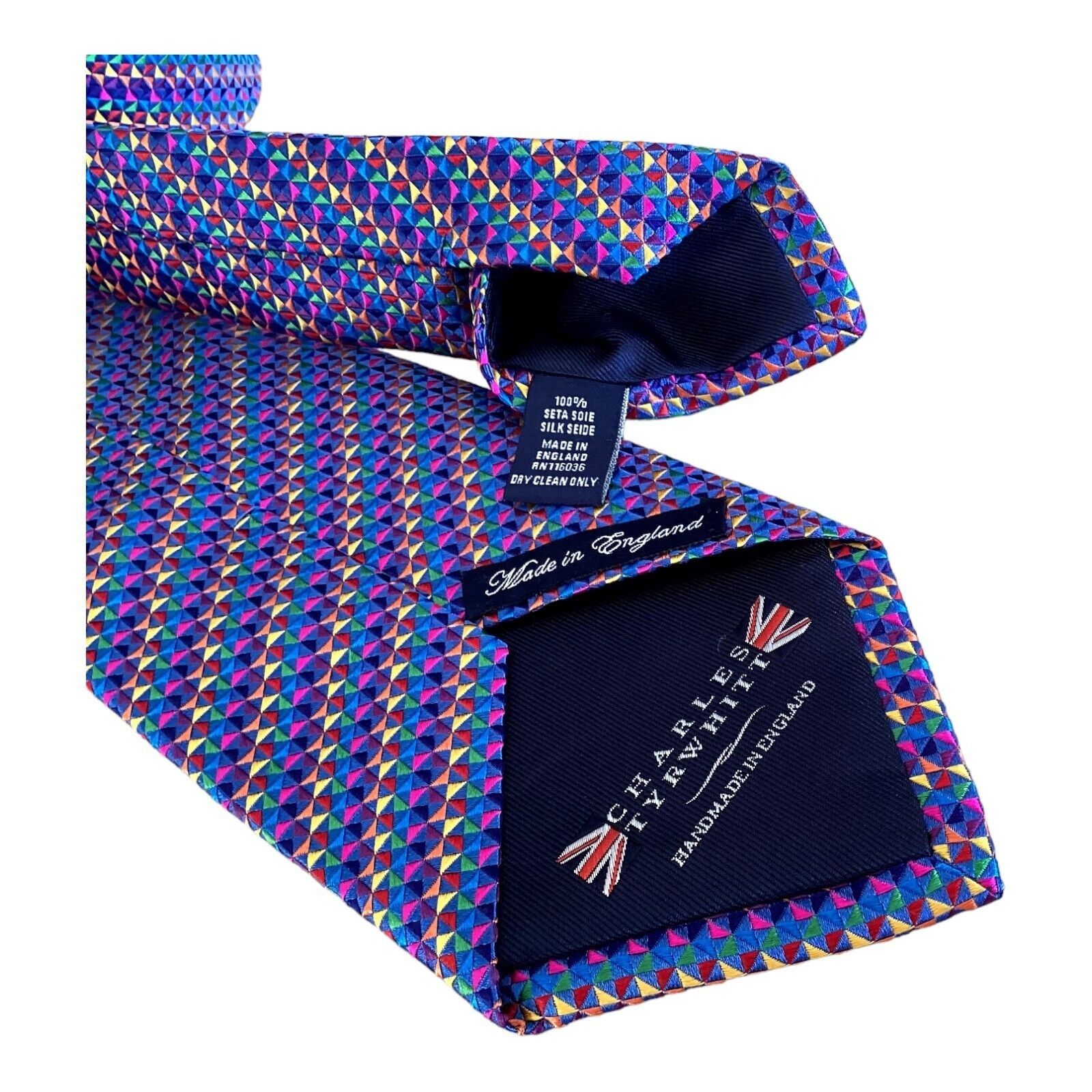 Charles Tyrwhitt CHARLES TYRWHITT Purple Geometric Silk Tie Hand Made In Engl Size ONE SIZE - 5 Thumbnail