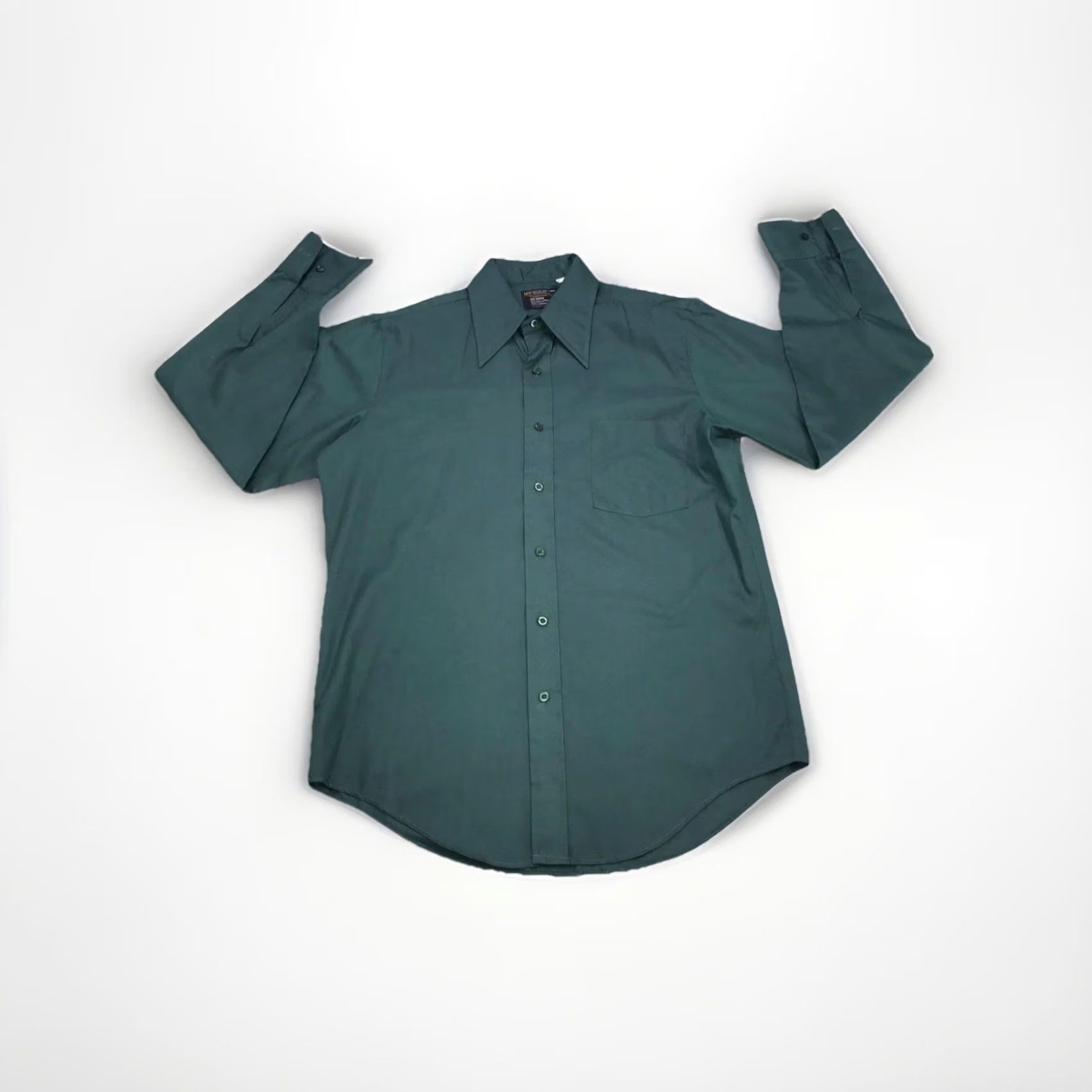 Vintage VINTAGE Towncraft Button-Up Shirt Mens Green 60s 70s Barrel Cuff No Iron Regular M Size US M / EU 48-50 / 2 - 2 Thumbnail