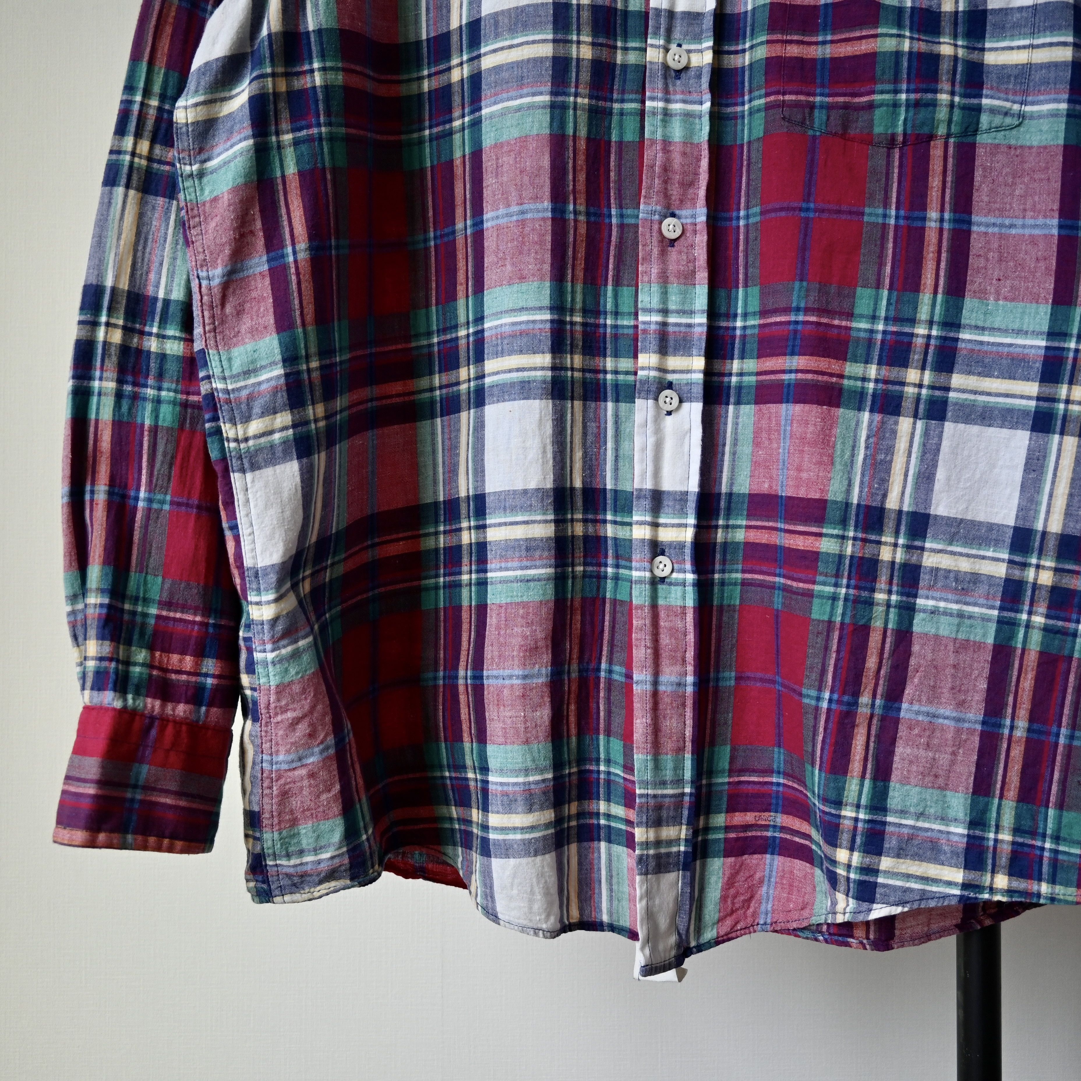 Vintage VTG 1990s Flying Scotsman India madras BD shirt Size US L / EU 52-54 / 3 - 9 Thumbnail
